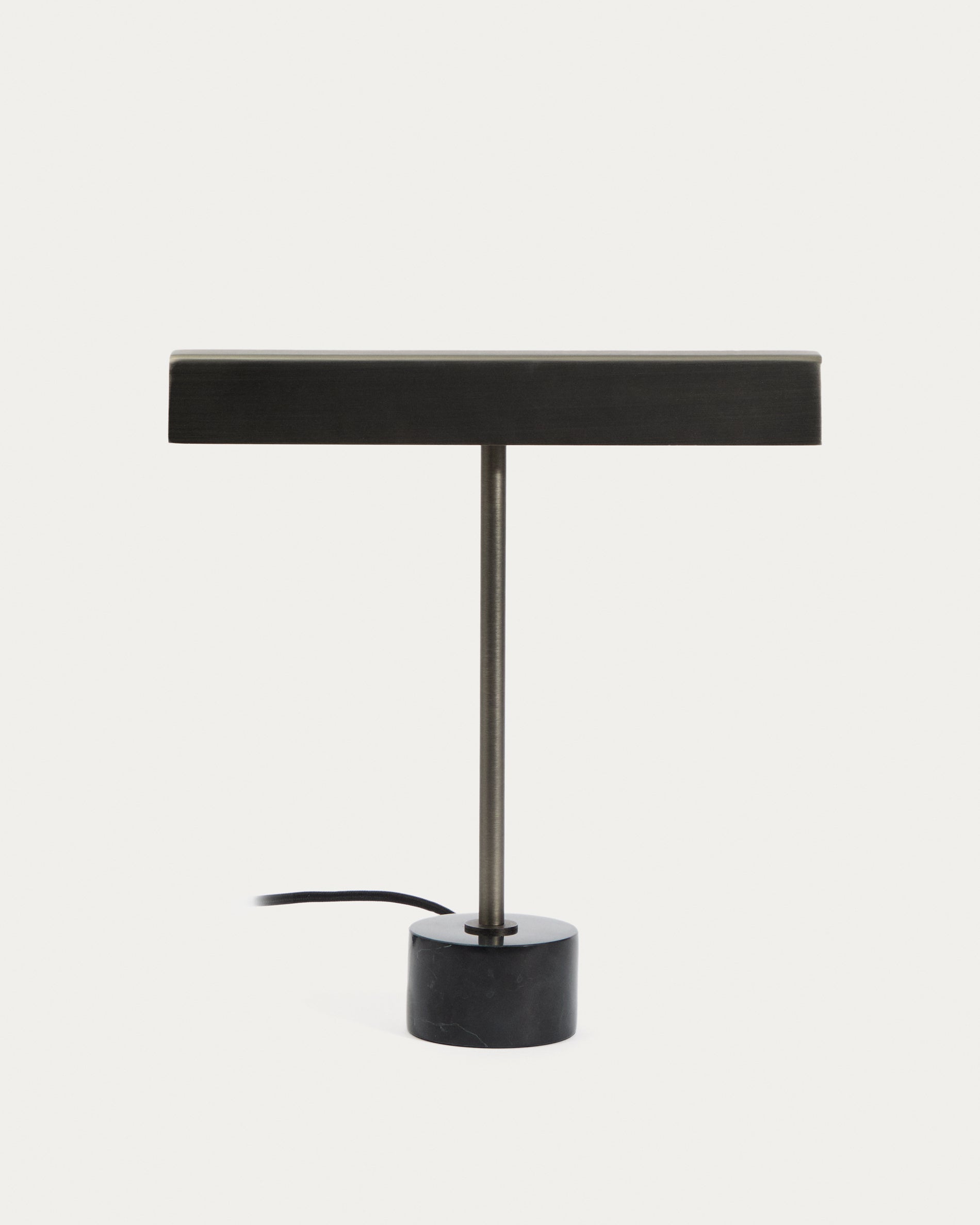Lynor brushed metal table lamp with black marble base - Product View