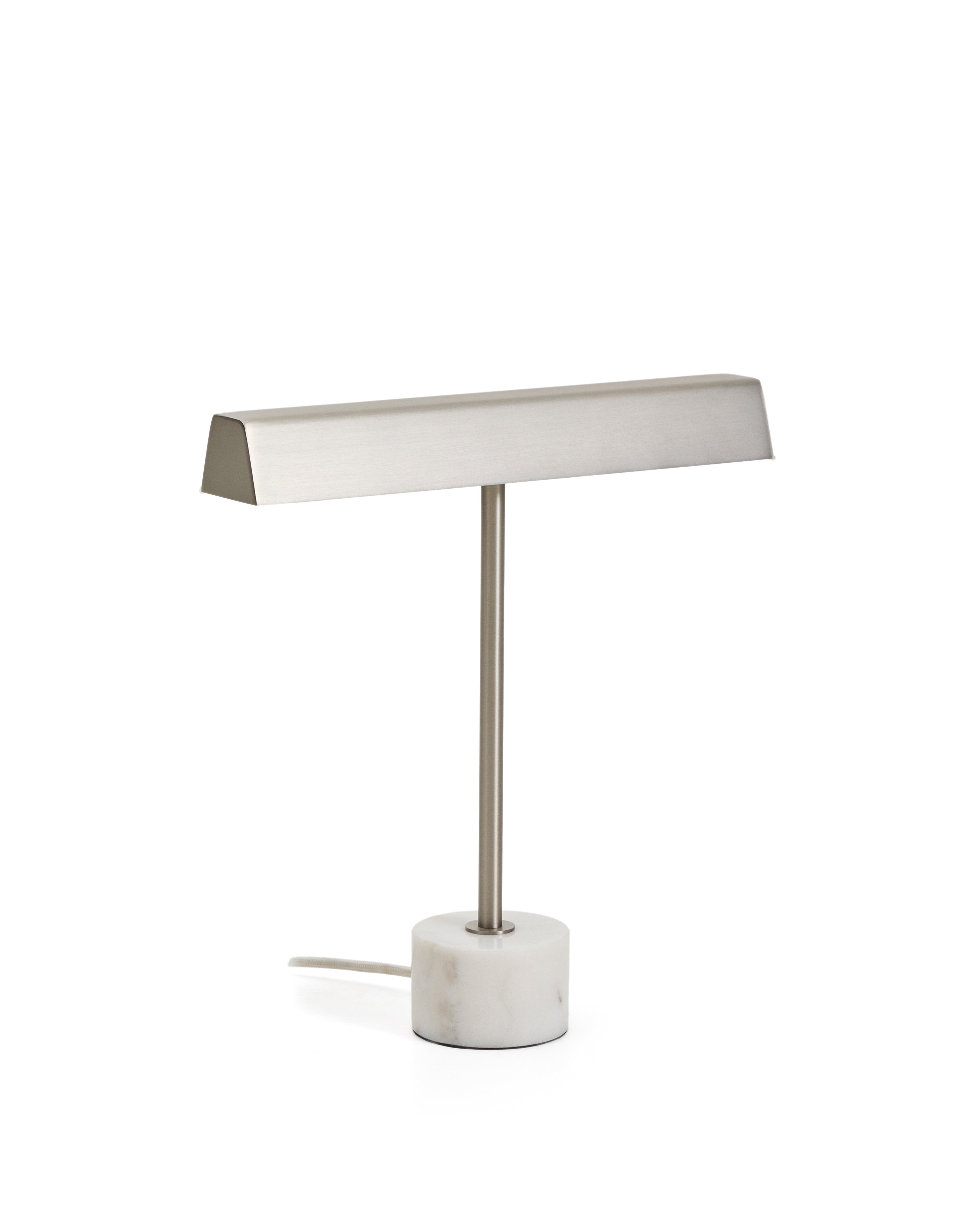 Lynor brushed metal table lamp with white marble base - Product Image