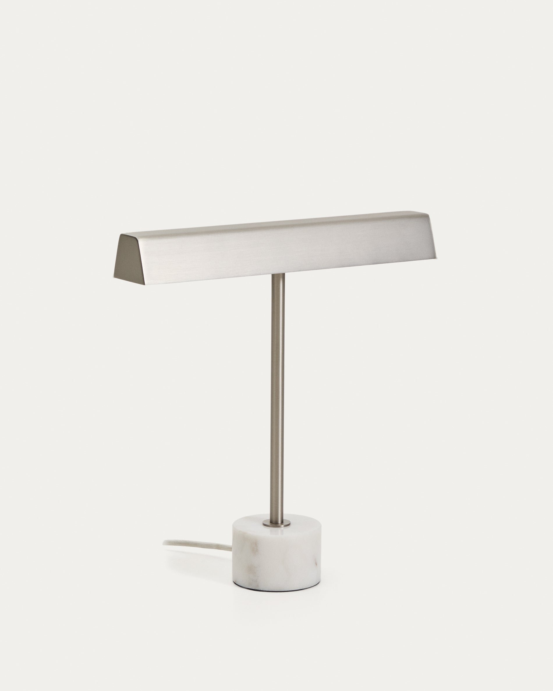Lynor brushed metal table lamp with white marble base - Product View