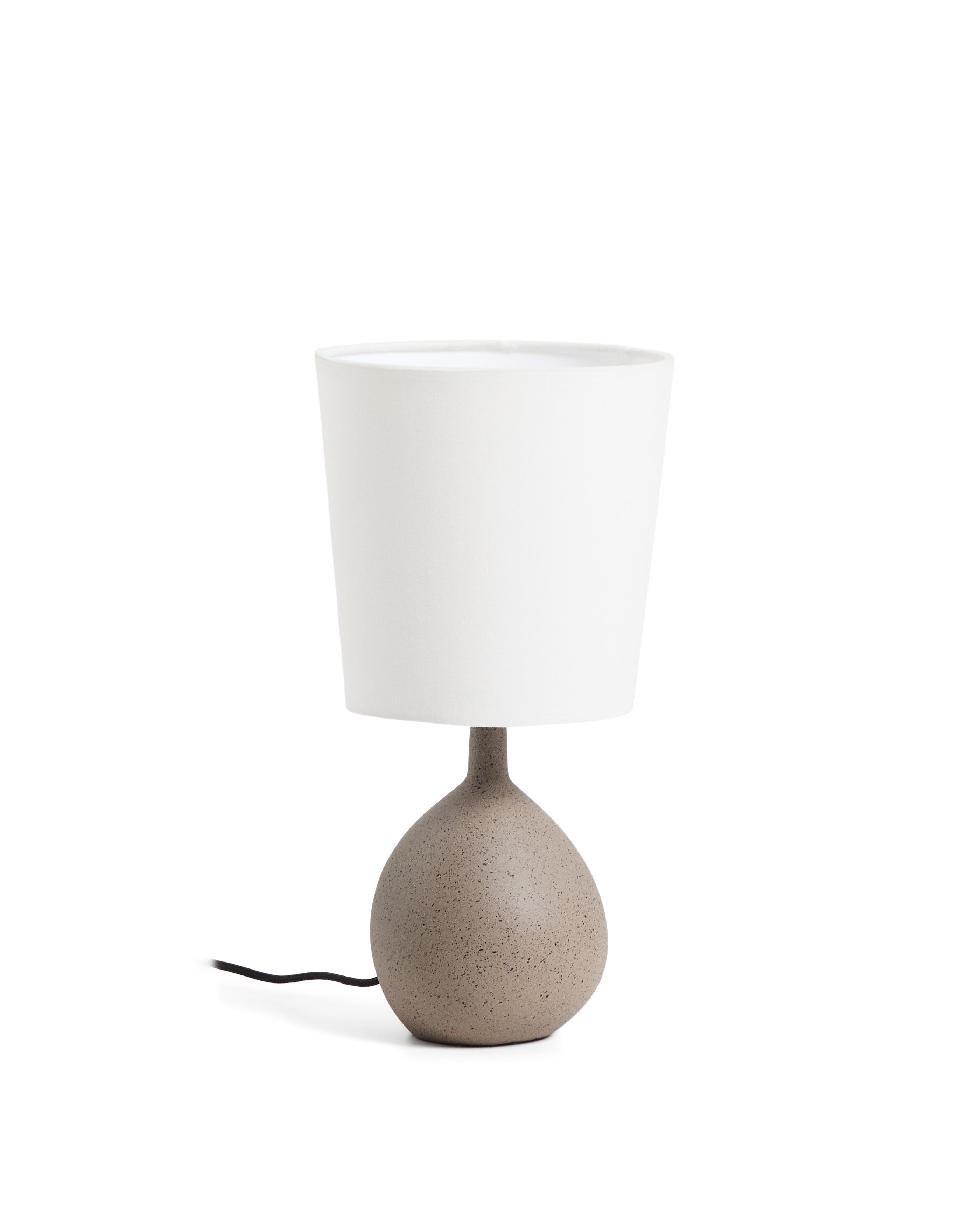 Viona large table lamp with textured stone effect and cotton lampshade - Product Image