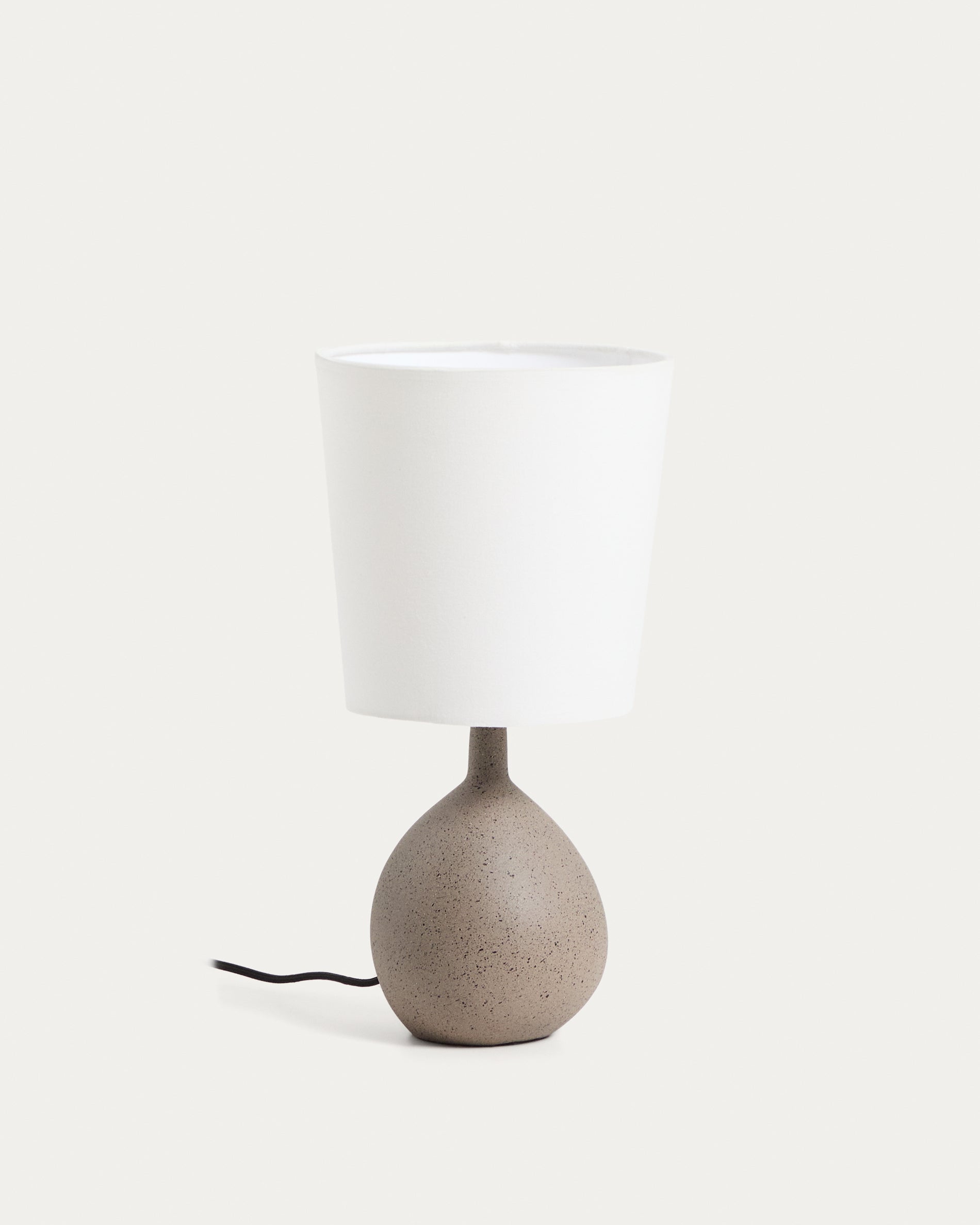 Viona large table lamp with textured stone effect and cotton lampshade - Product View