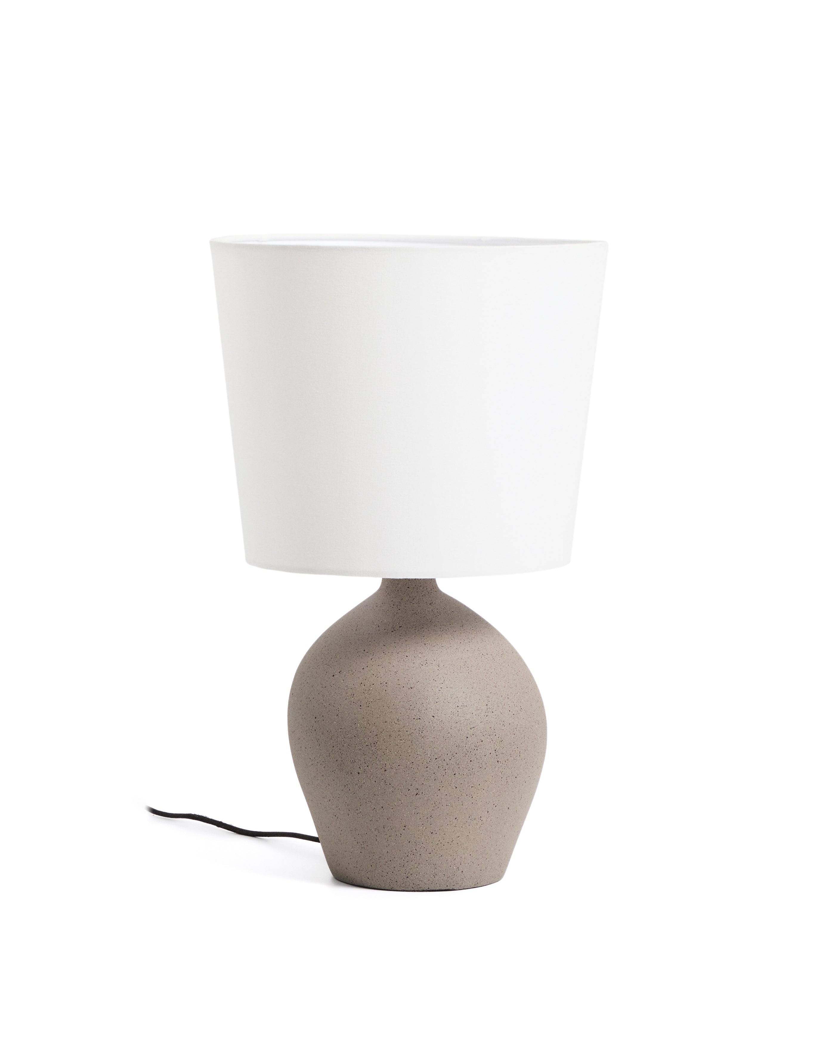 Viona large table lamp with textured stone effect and cotton lampshade - Product Image