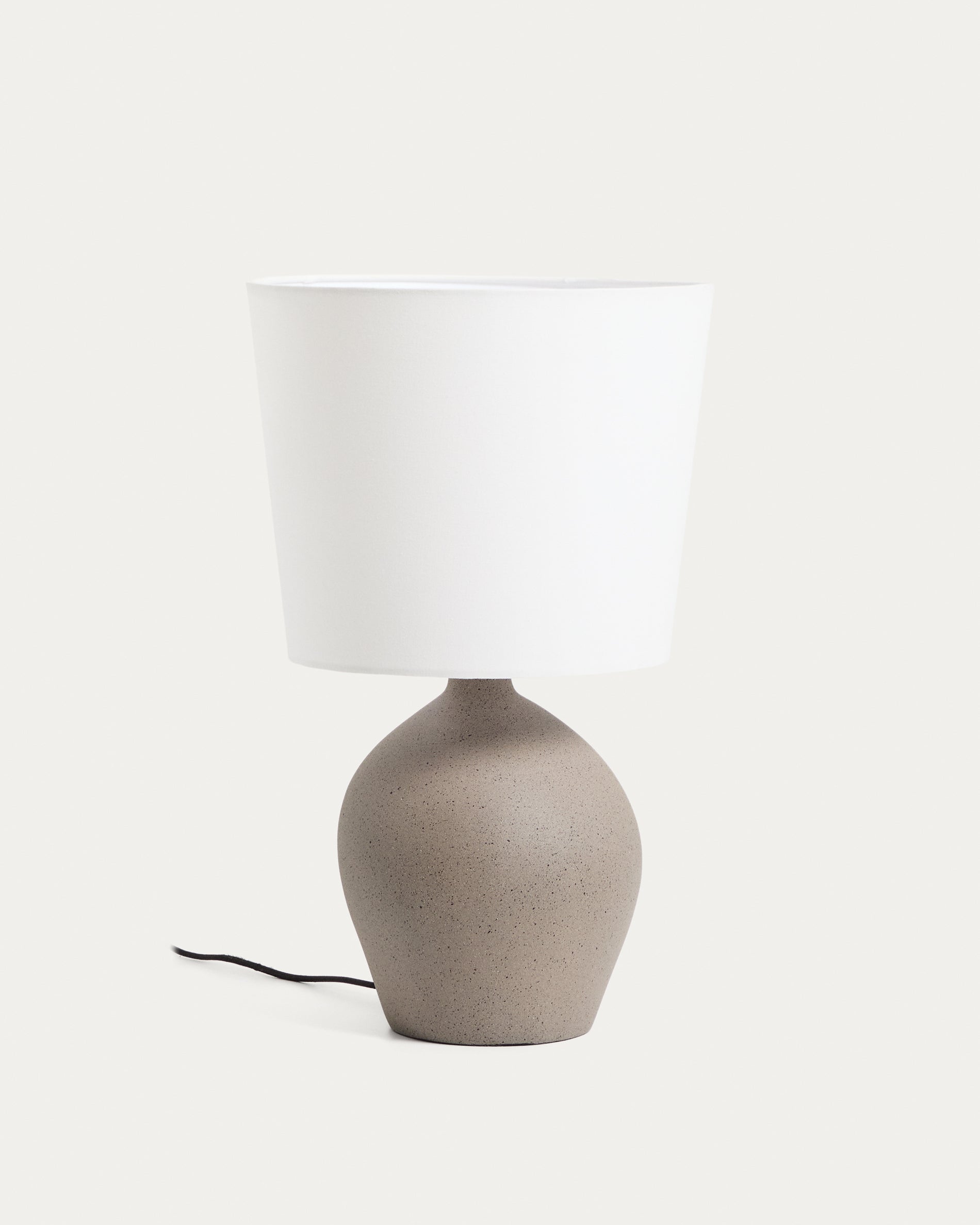 Viona large table lamp with textured stone effect and cotton lampshade - Product View