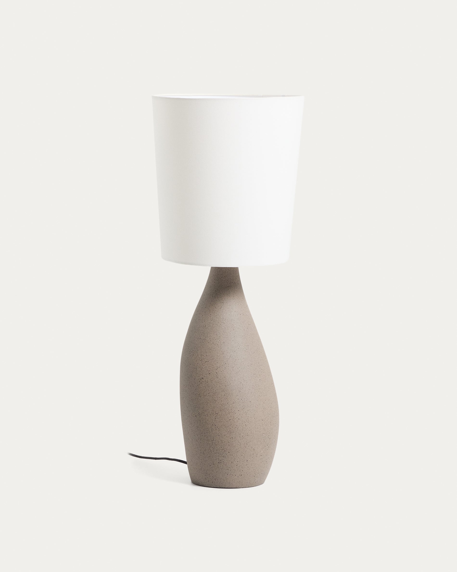 Viona large table lamp with textured stone effect and cotton lampshade - Product View