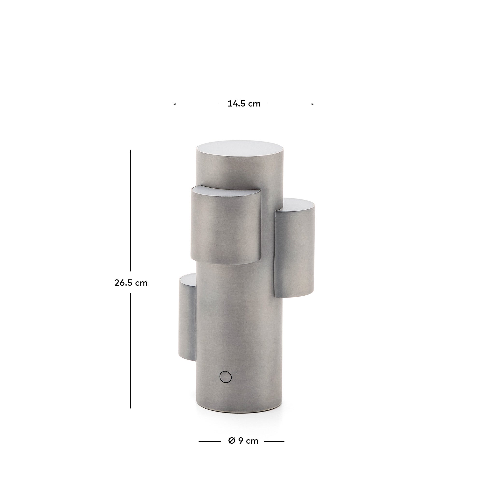 Adrina portable LED table lamp in light grey metal with brushed finish - Measurements