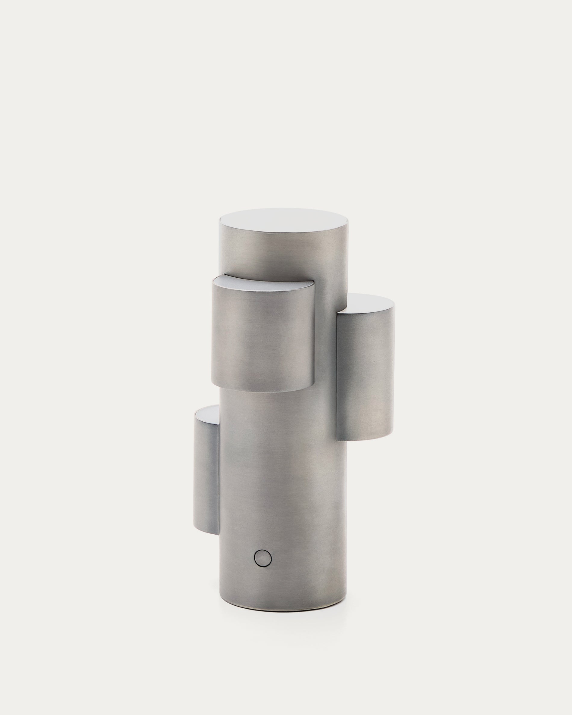 Adrina portable LED table lamp in light grey metal with brushed finish - Product View