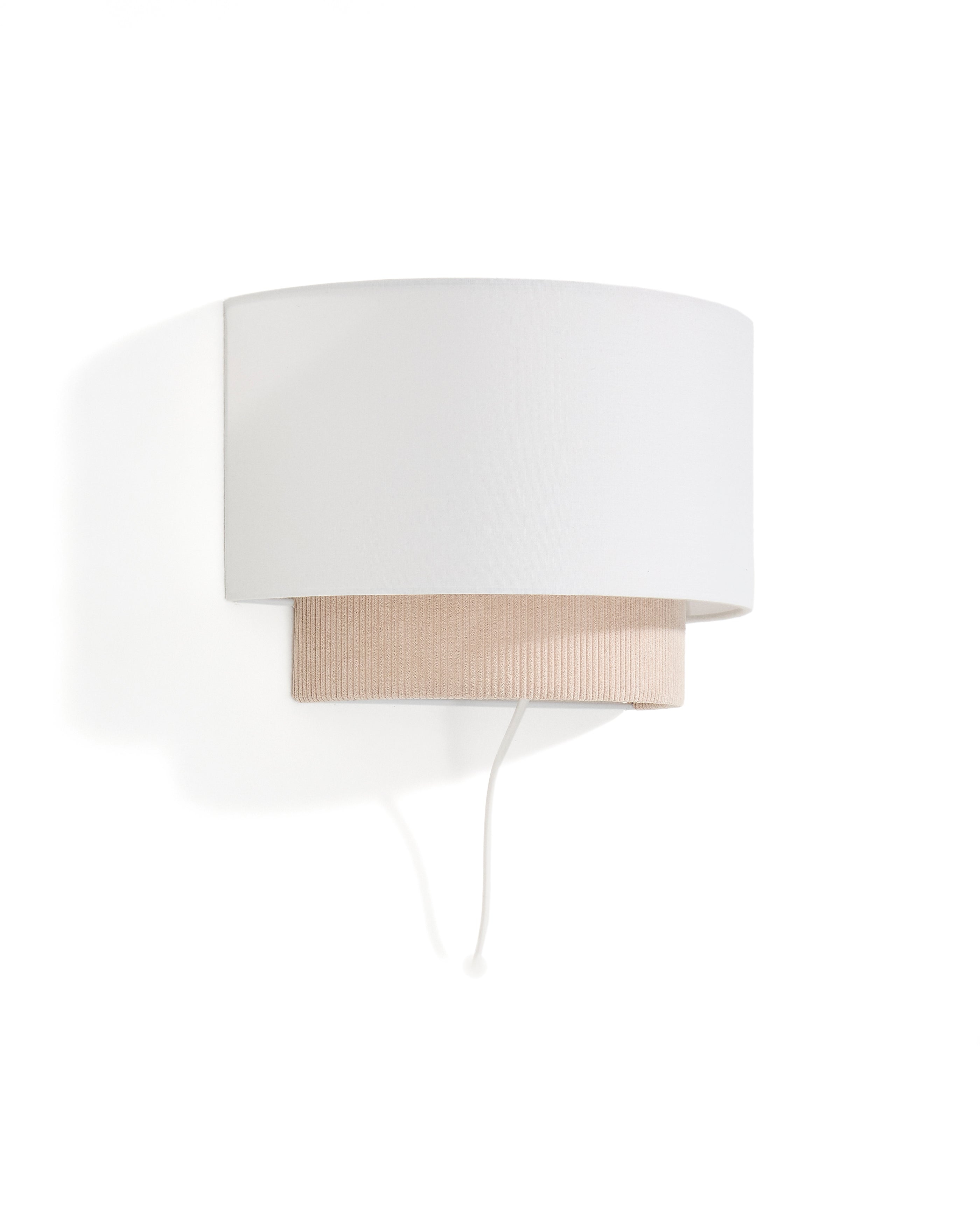 Bianella cotton and beige corduroy wall light Ø 40cm - Product Image