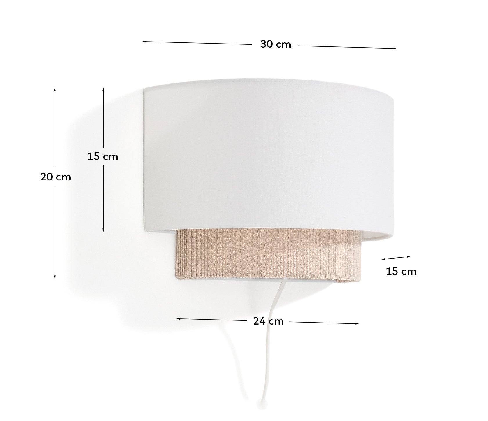 Bianella cotton and beige corduroy wall light Ø 40cm - Measurements