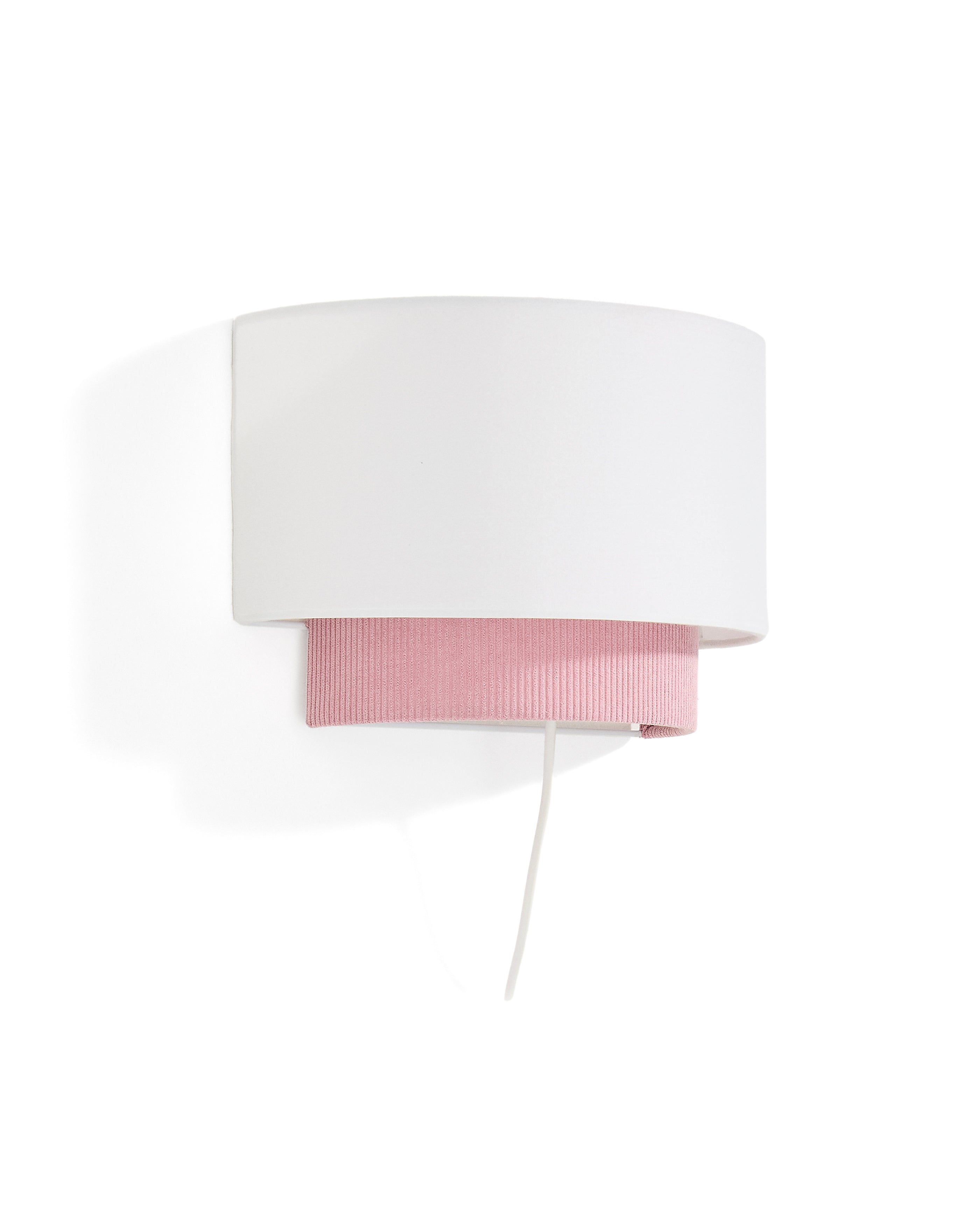 Bianella cotton and pink corduroy wall light Ø 40cm - Product Image