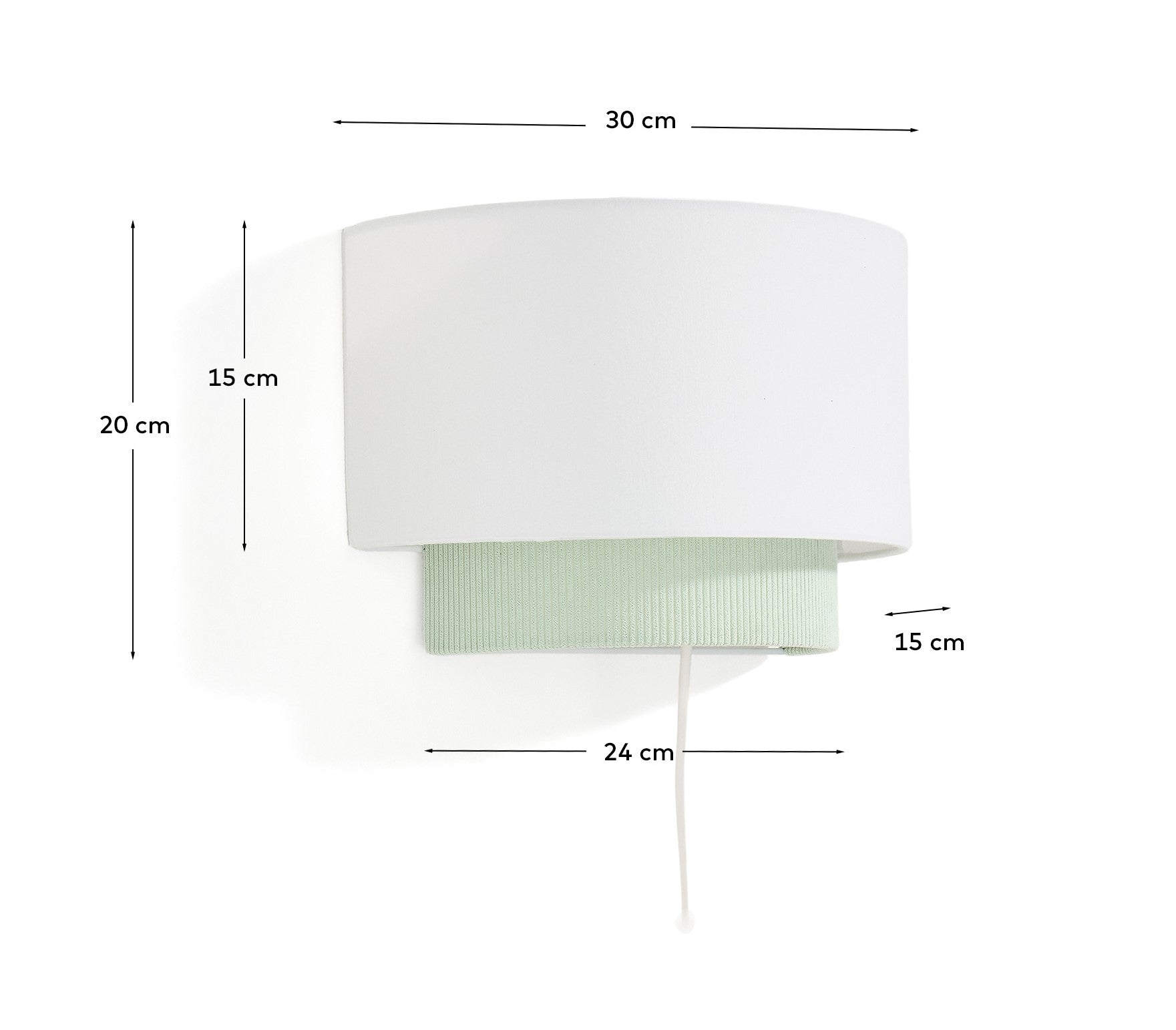 Bianella cotton and turquoise corduroy wall light Ø 40cm - Measurements