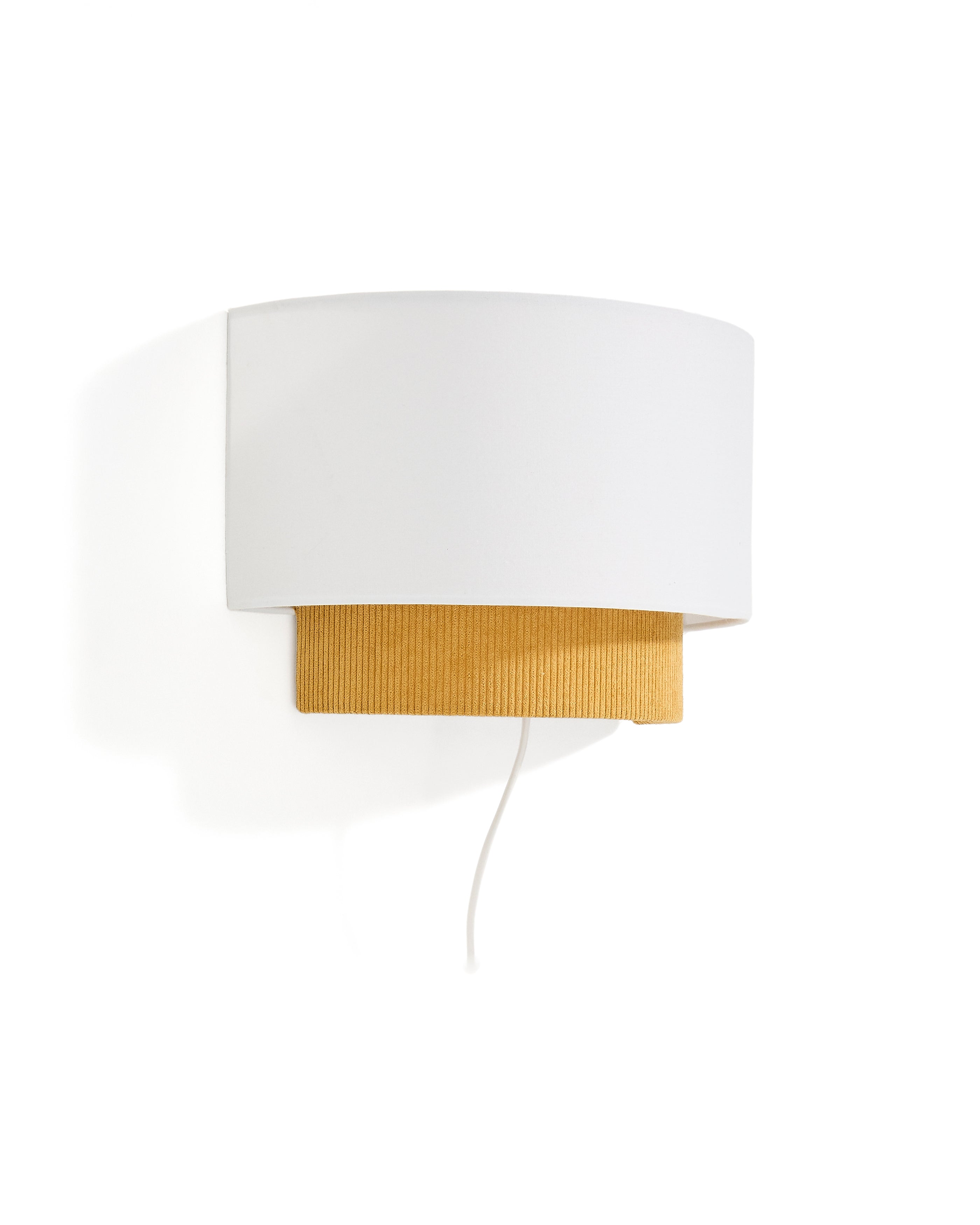 Bianella cotton and mustard corduroy wall light Ø 40cm - Product Image