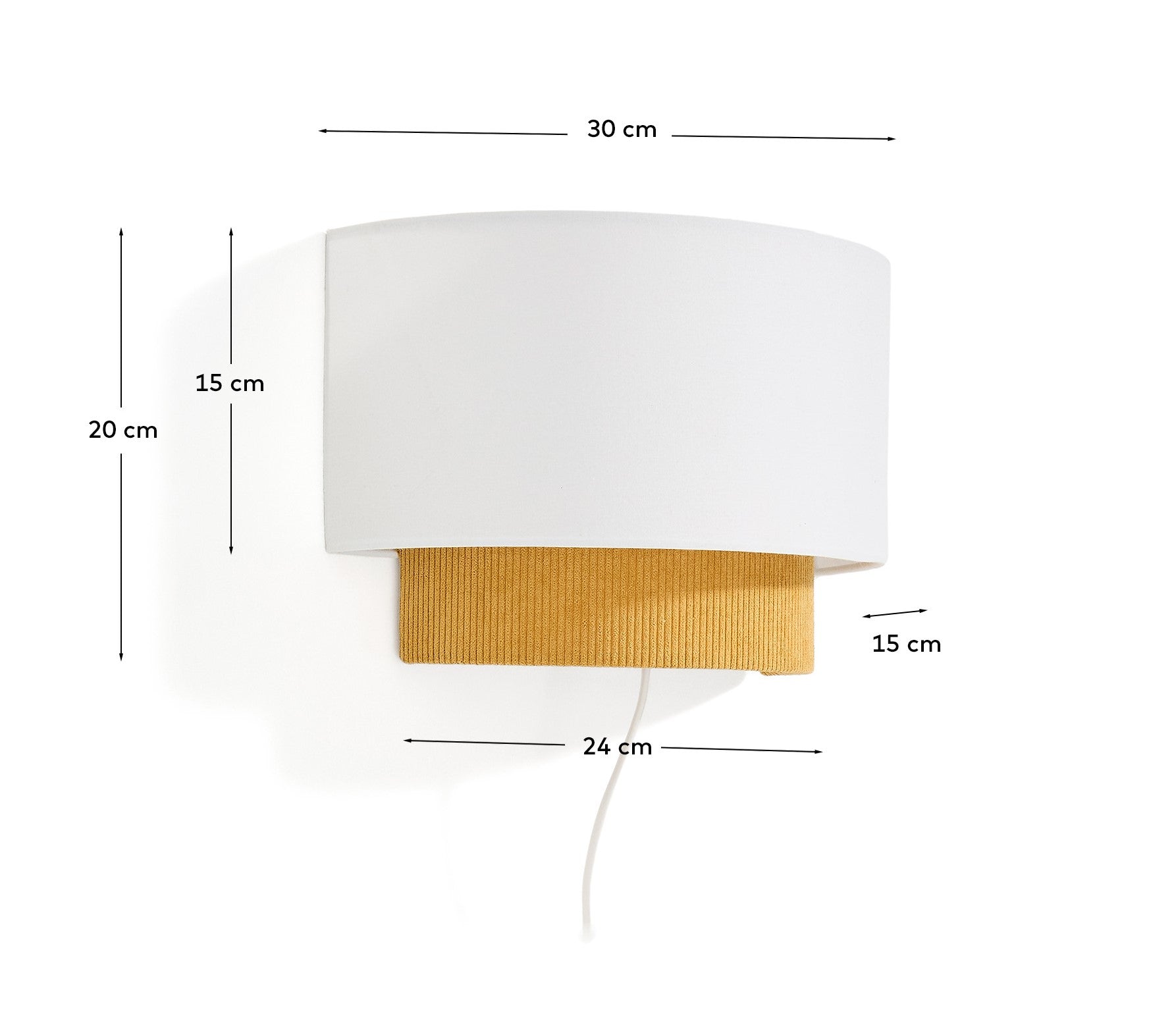 Bianella cotton and mustard corduroy wall light Ø 40cm - Measurements