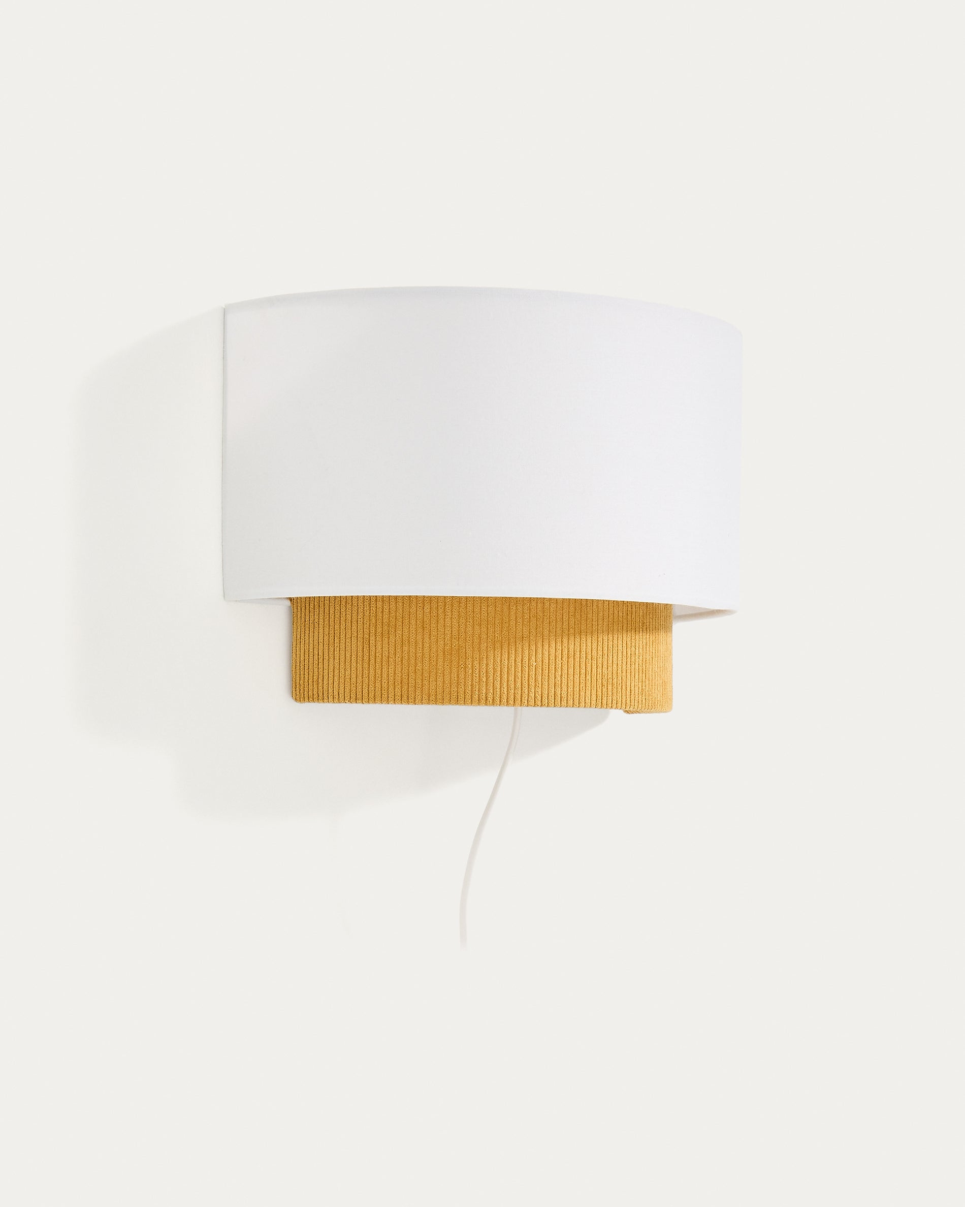 Bianella cotton and mustard corduroy wall light Ø 40cm - Product View