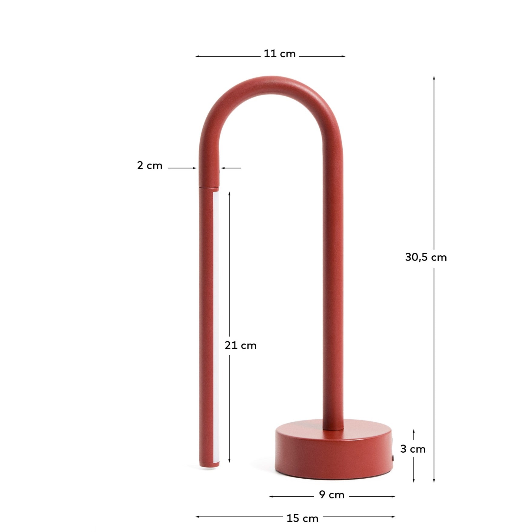 Bow red aluminium portable table lamp - Measurements