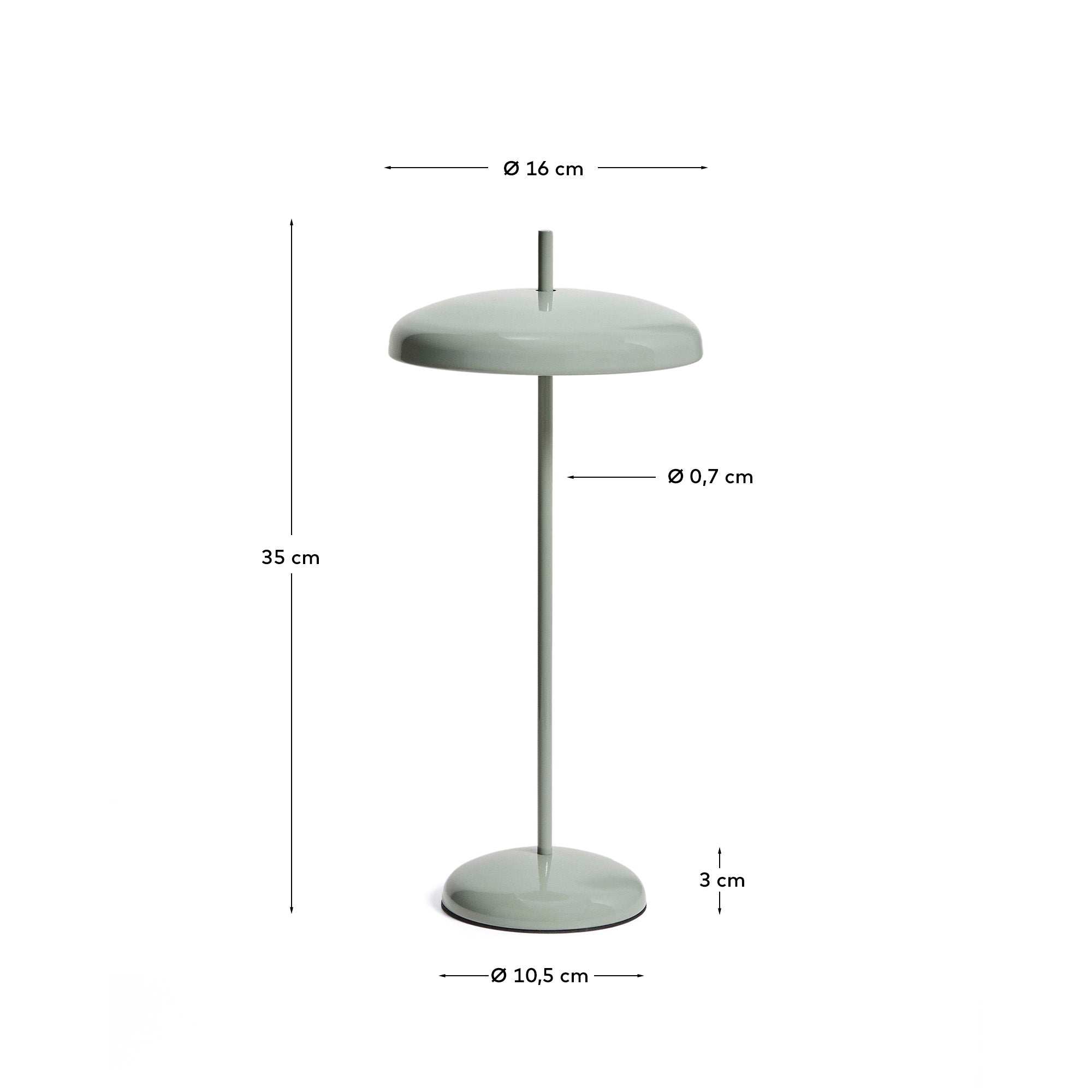 Porte light green metal portable table lamp - Measurements