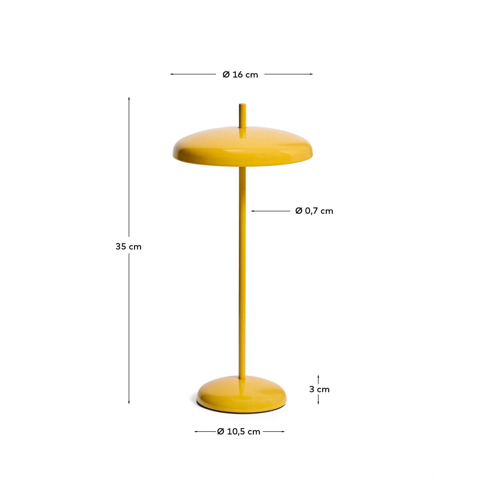Porte yellow aluminium portable table lamp - Measurements