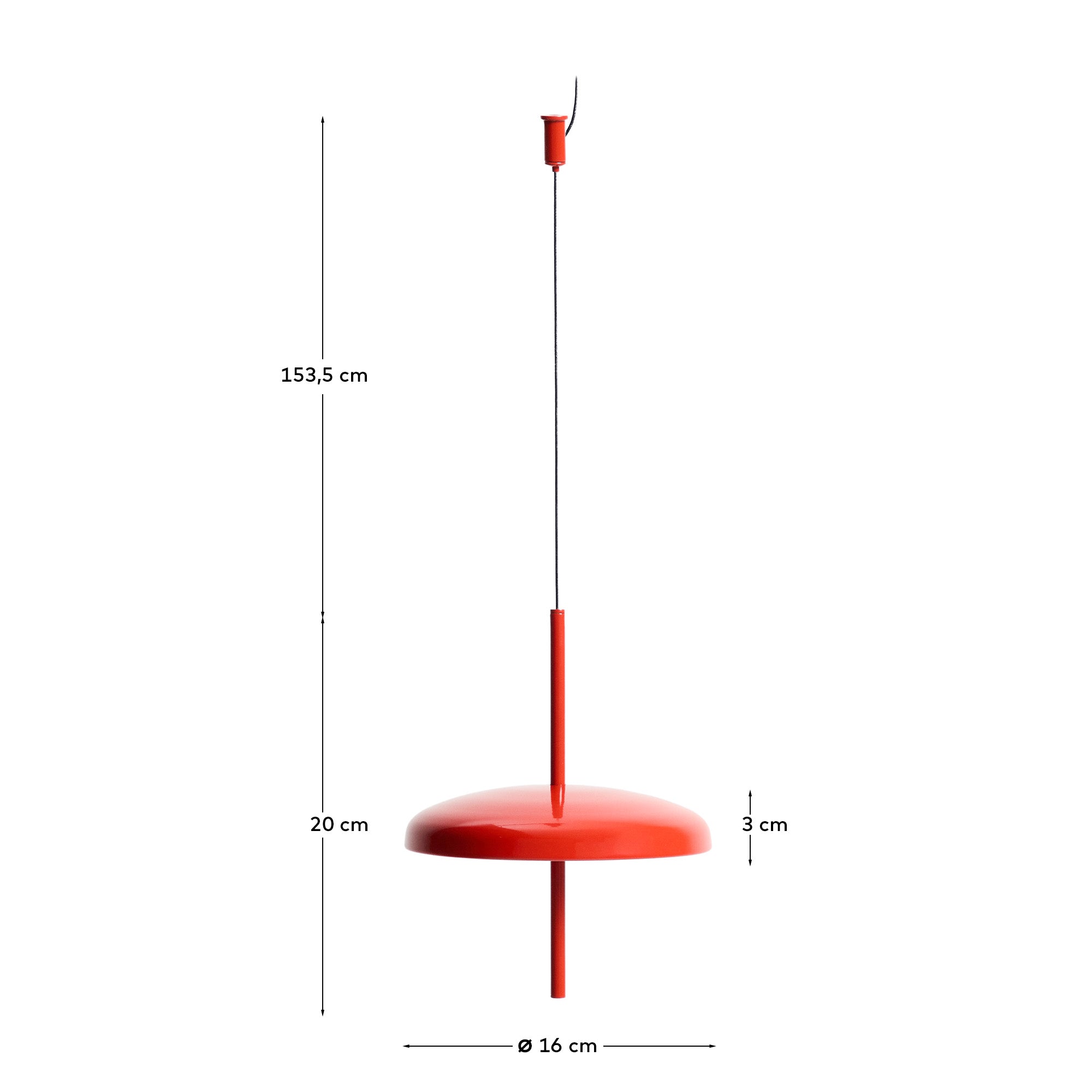 Porte red aluminium portable ceiling lamp Ø 16 cm - Measurements