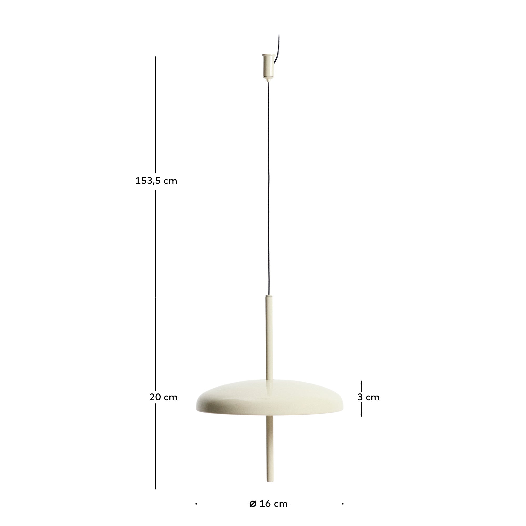 Porte light grey aluminium portable ceiling lamp Ø 16 cm - Measurements