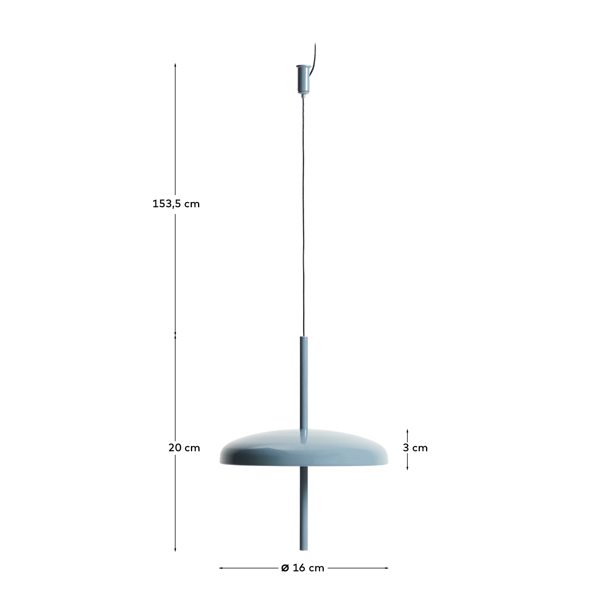 Porte blue aluminium portable ceiling lamp Ø 16 cm - Measurements
