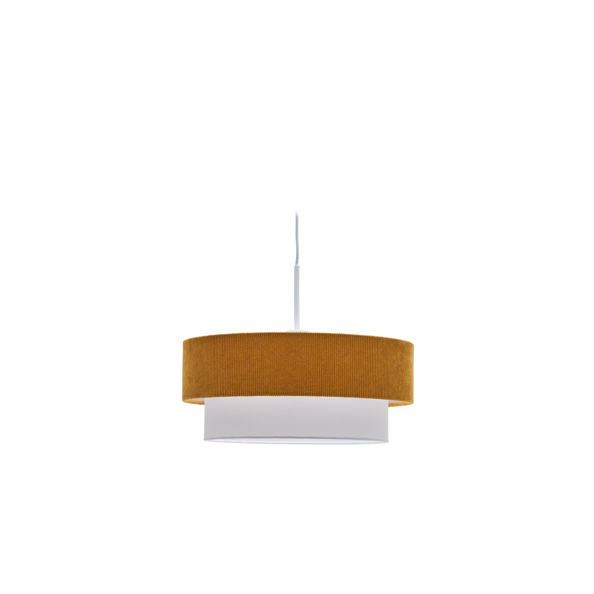 Bianella ceiling lamp in cotton and mustard corduroy, Ø 40 cm - Product Image