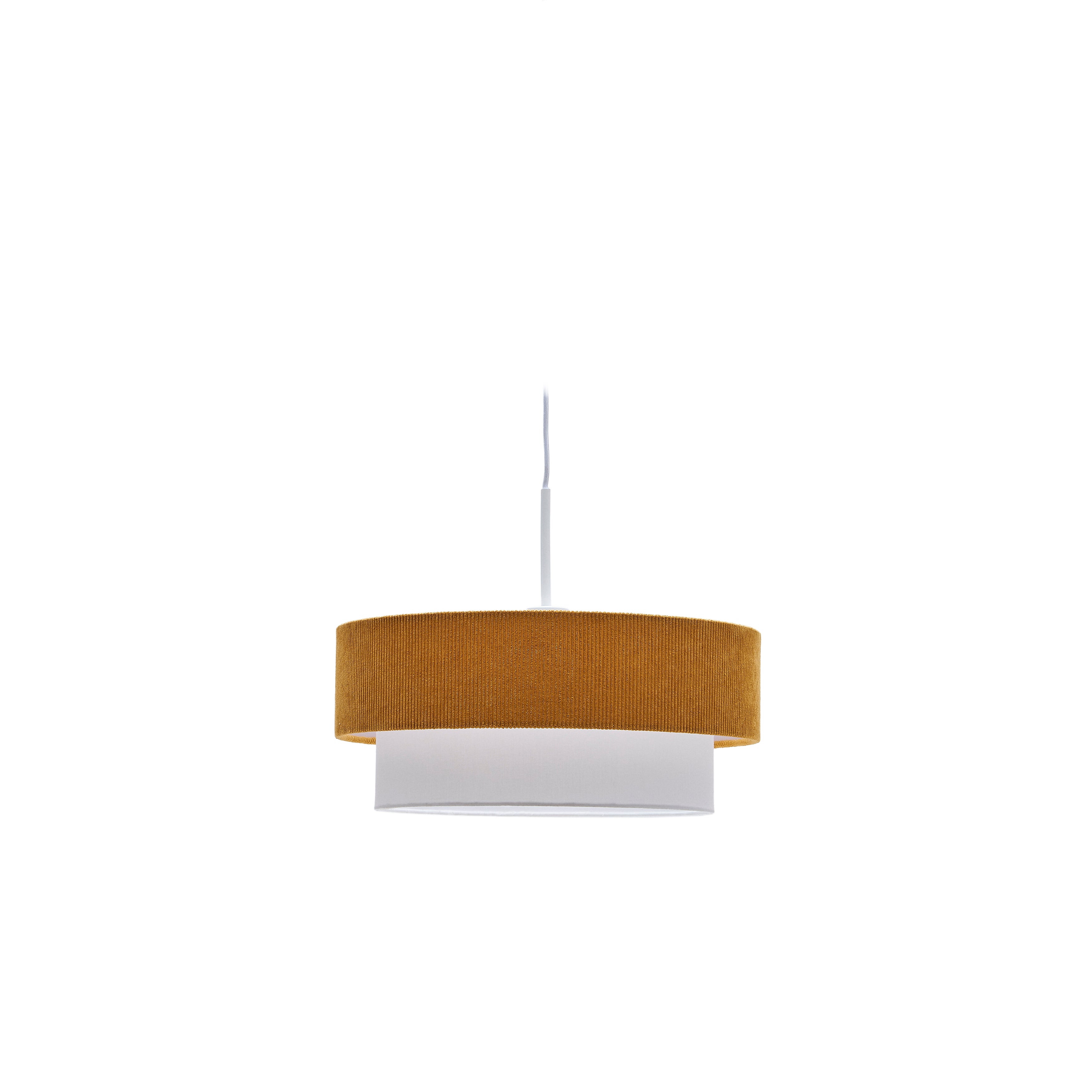 Bianella ceiling lamp in cotton and mustard corduroy, Ø 40 cm - Product Image
