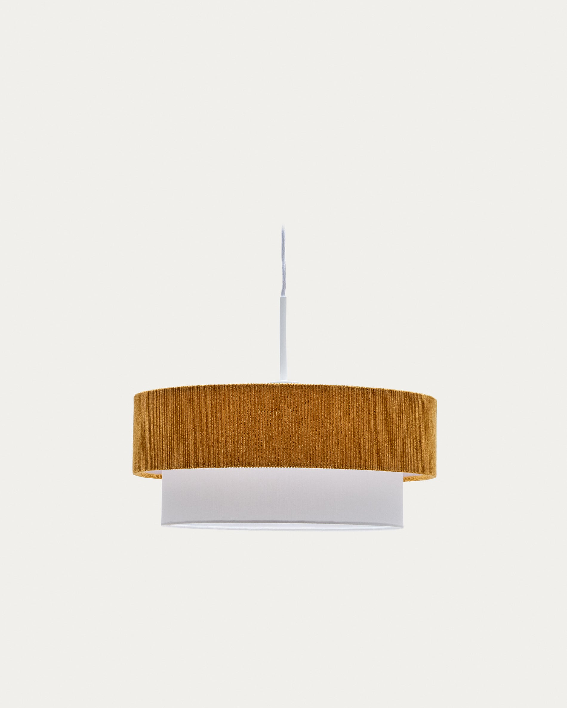 Bianella ceiling lamp in cotton and mustard corduroy, Ø 40 cm - Product View