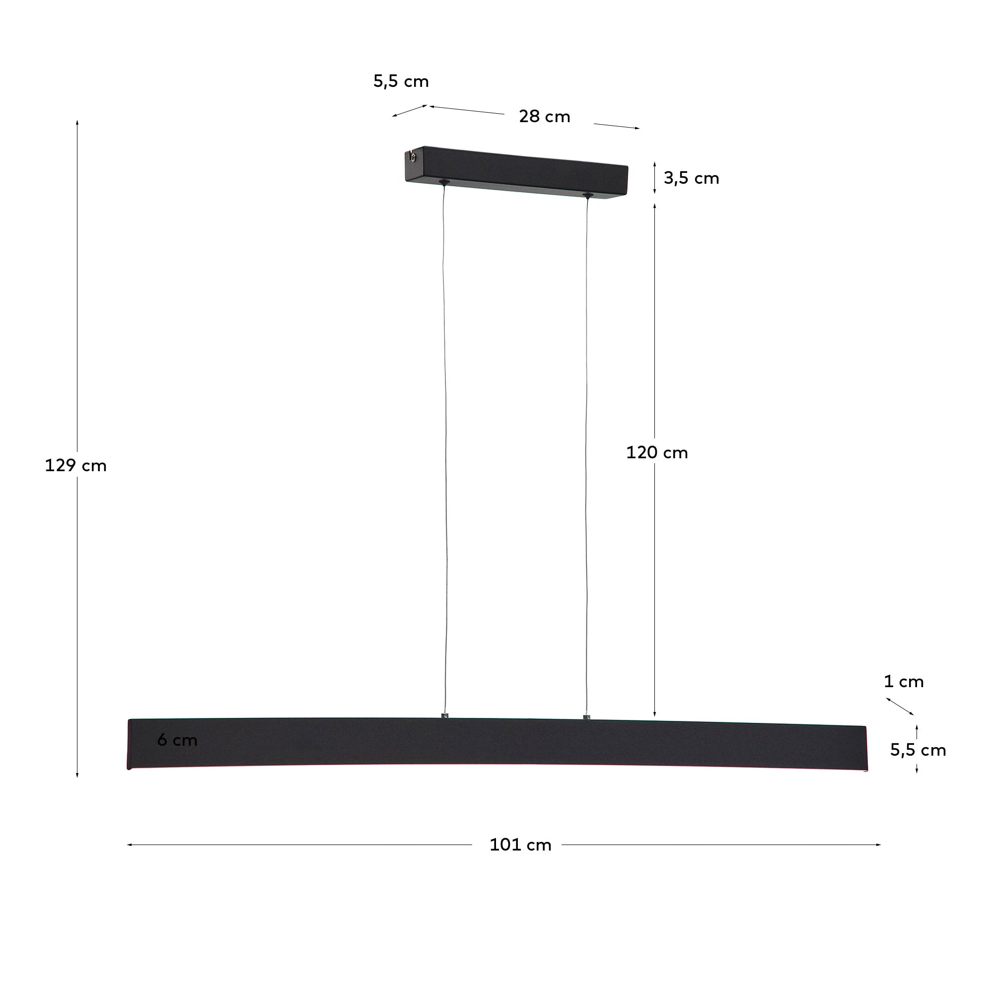Boadella ceiling lamp in a black finish. - Measurements
