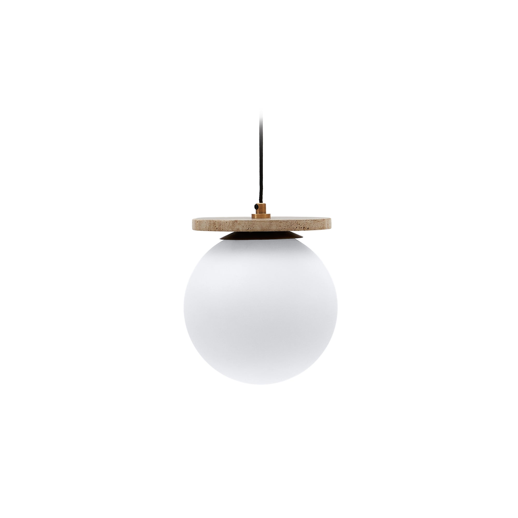 Malachi ceiling lamp with glazed glass and travertine stone - Product Image