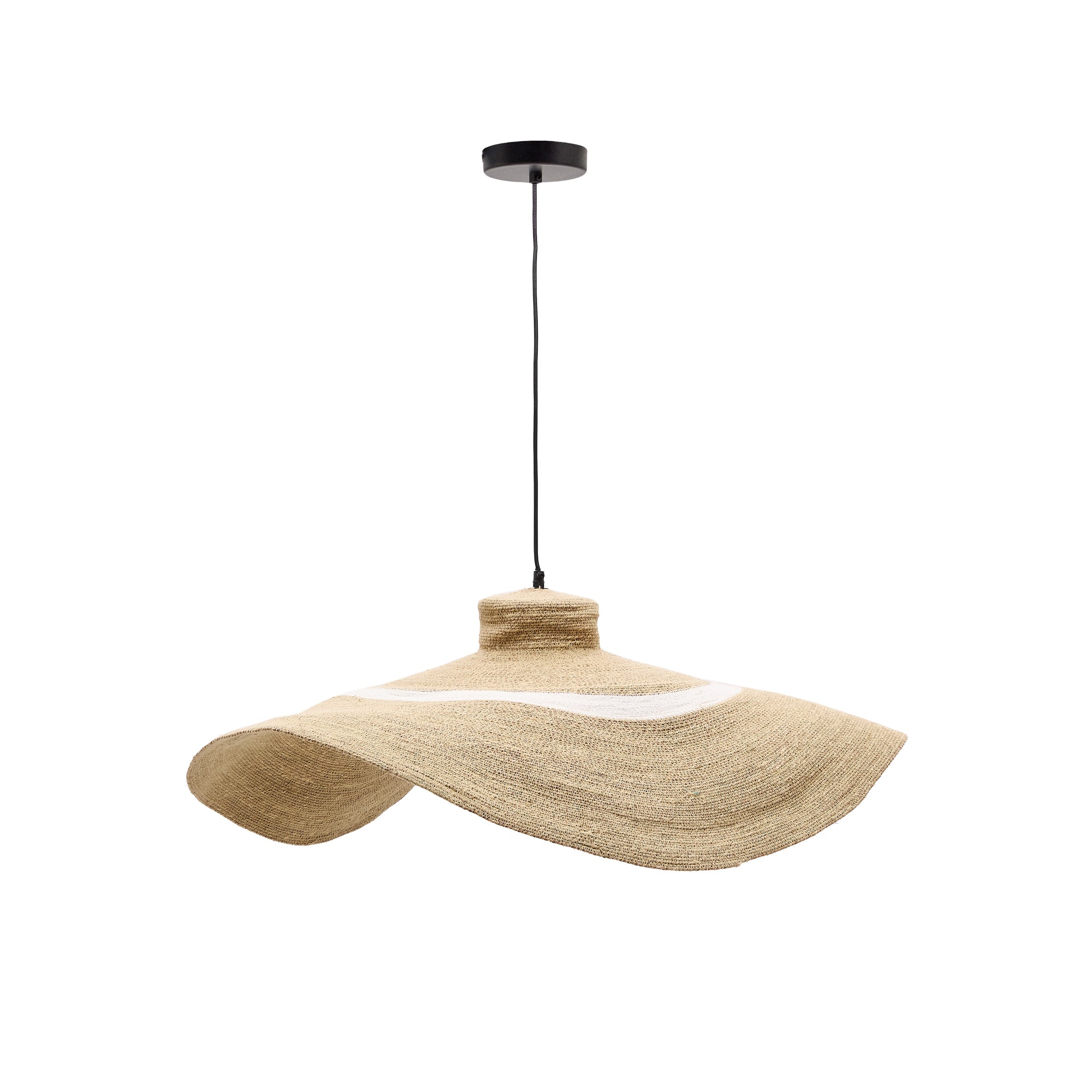 Albenya ceiling lamp made of natural fibres and cotton with a natural and white finish Ø 90 cm - Product Image