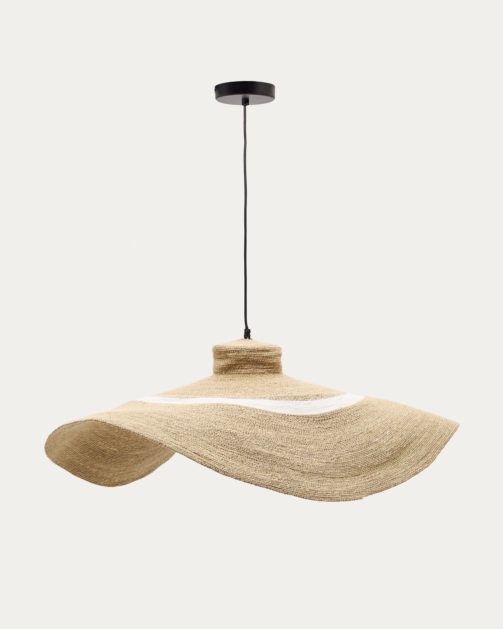 Albenya ceiling lamp made of natural fibres and cotton with a natural and white finish Ø 90 cm - Product View