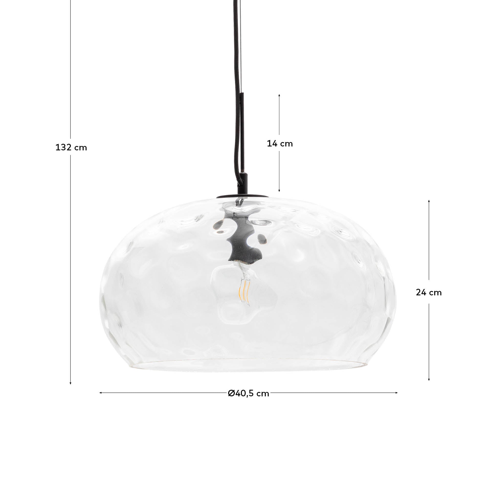 Balma transparent glass ceiling lamp, Ø 40 cm - Measurements