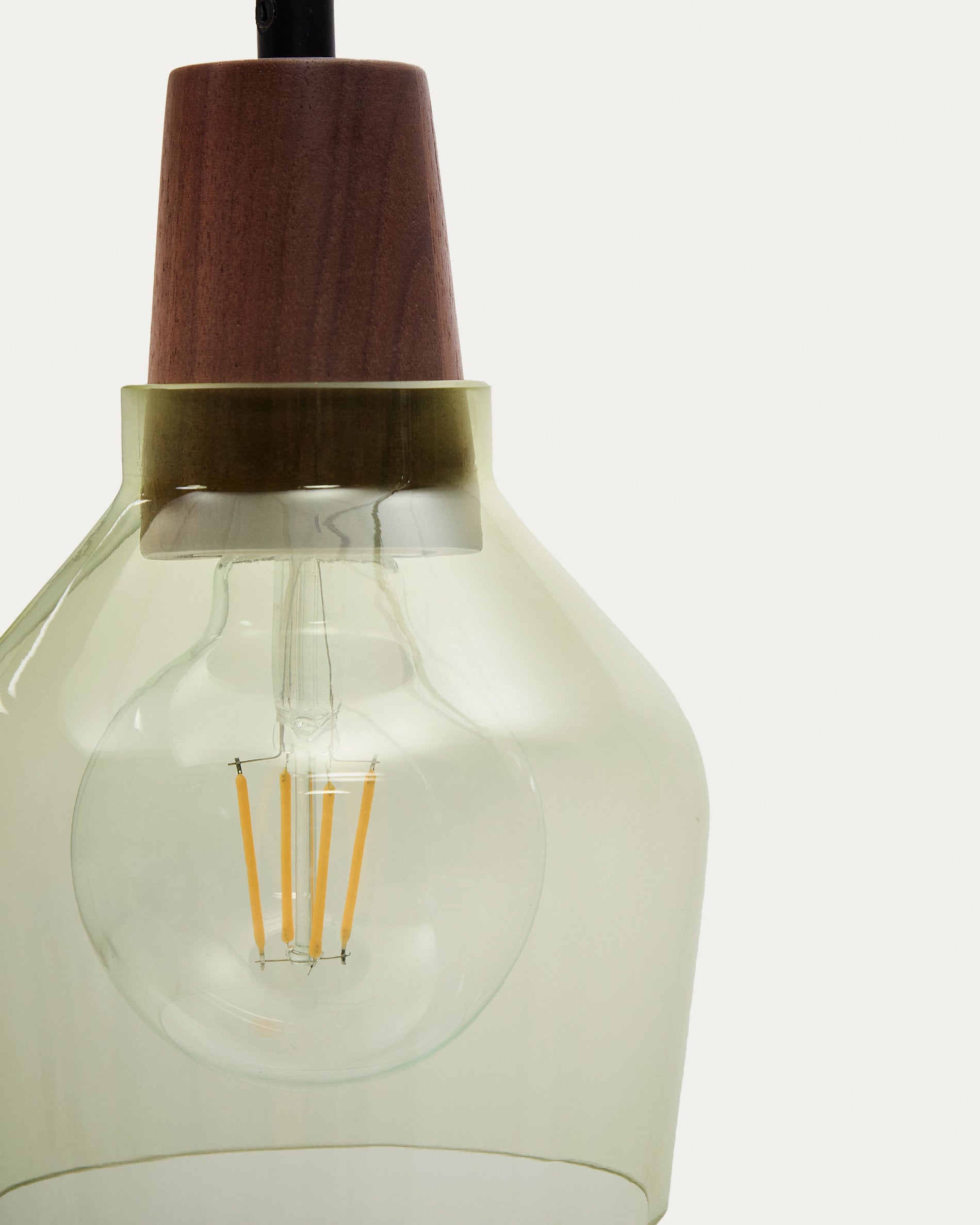 Silex green glass and walnut ceiling lamp, Ø 13 cm - Detail