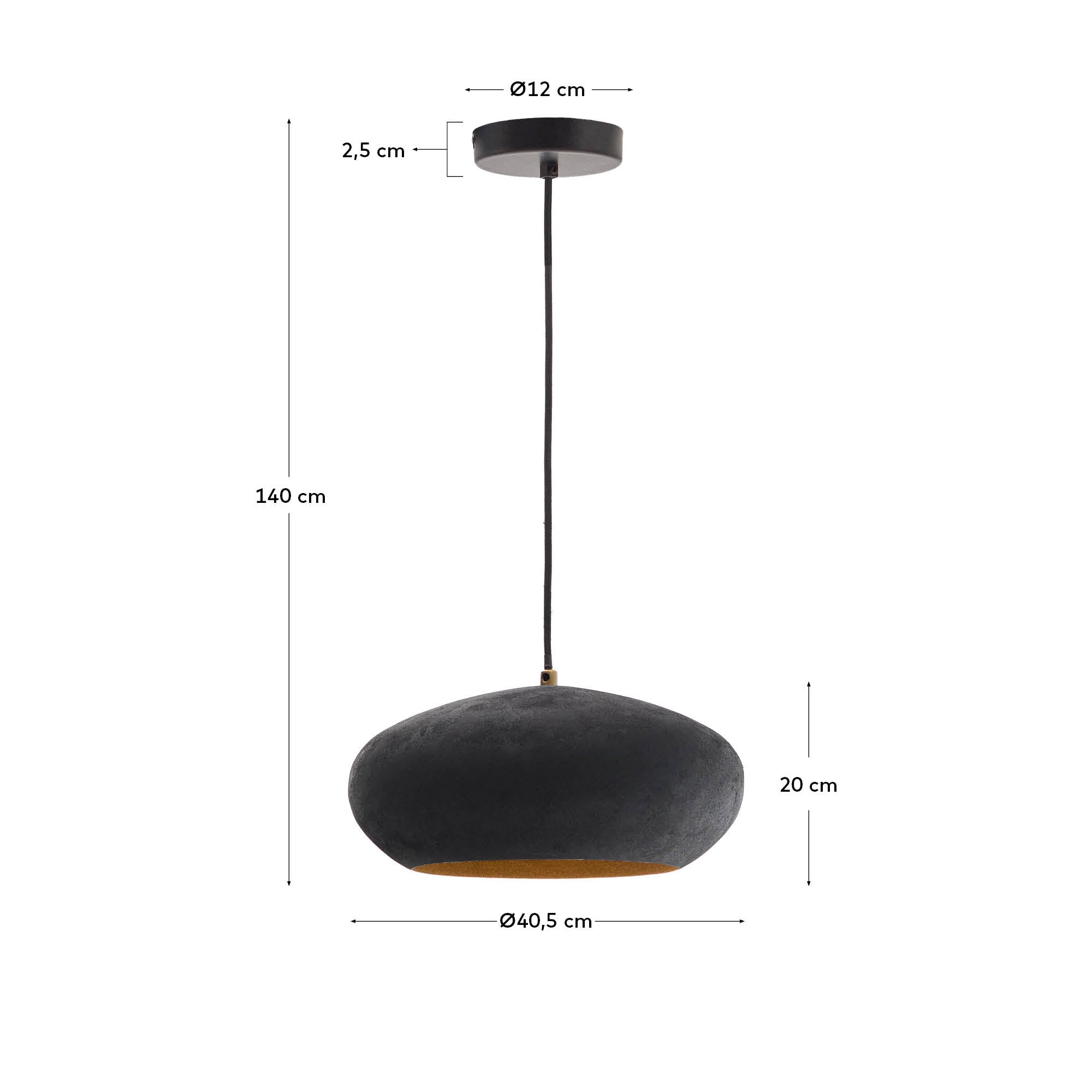 Inda metal ceiling lamp in a black finish, Ø 30 cm - Measurements