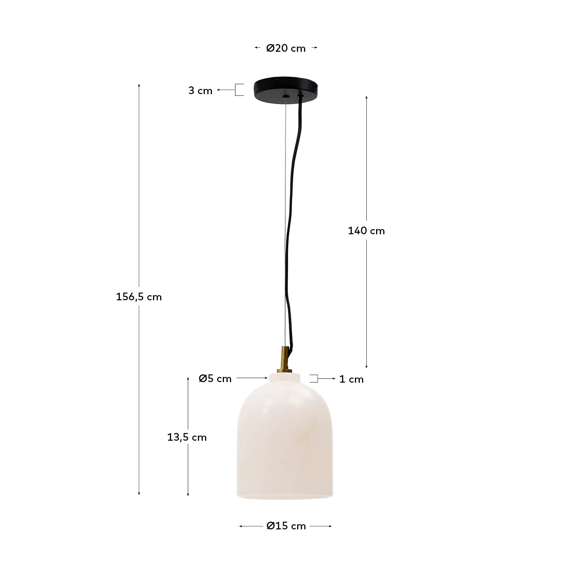 Shenli alabaster ceiling lamp, Ø 15 cm - Measurements