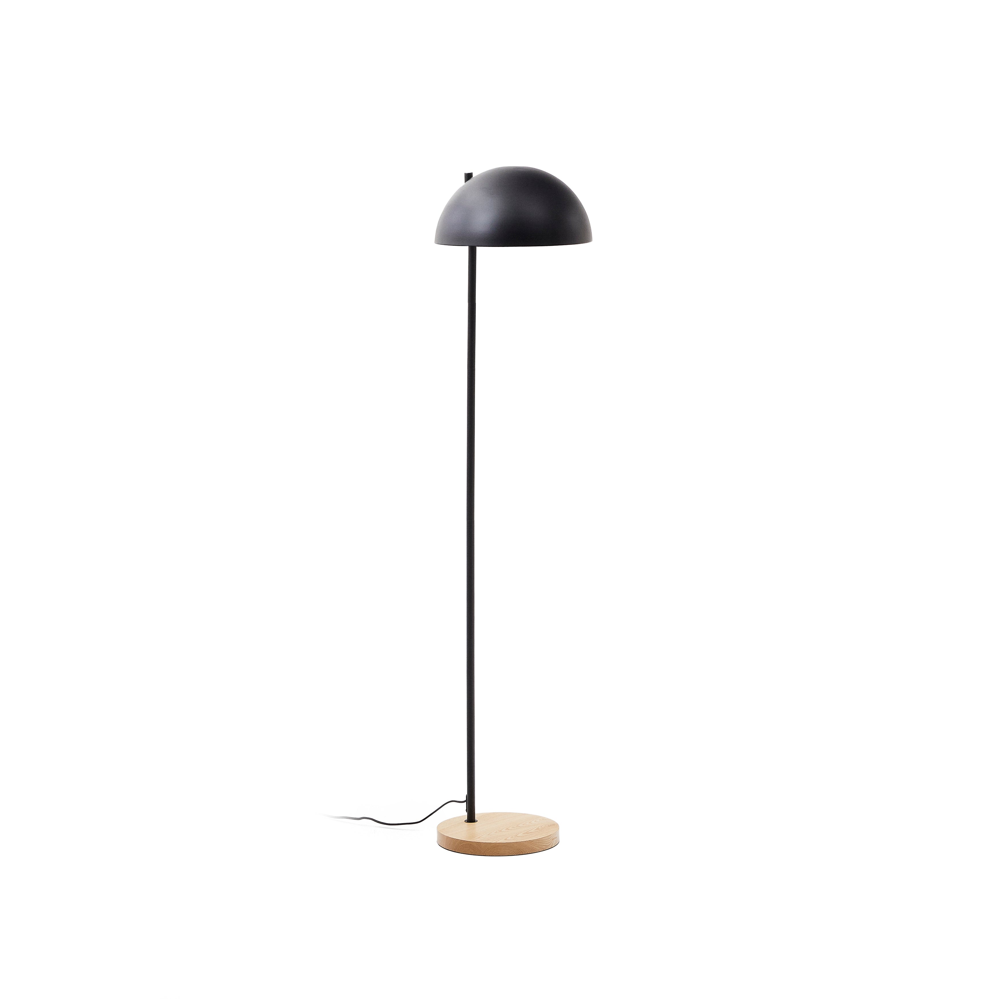 Catlar ash wood and metal floor lamp with black painted finish
