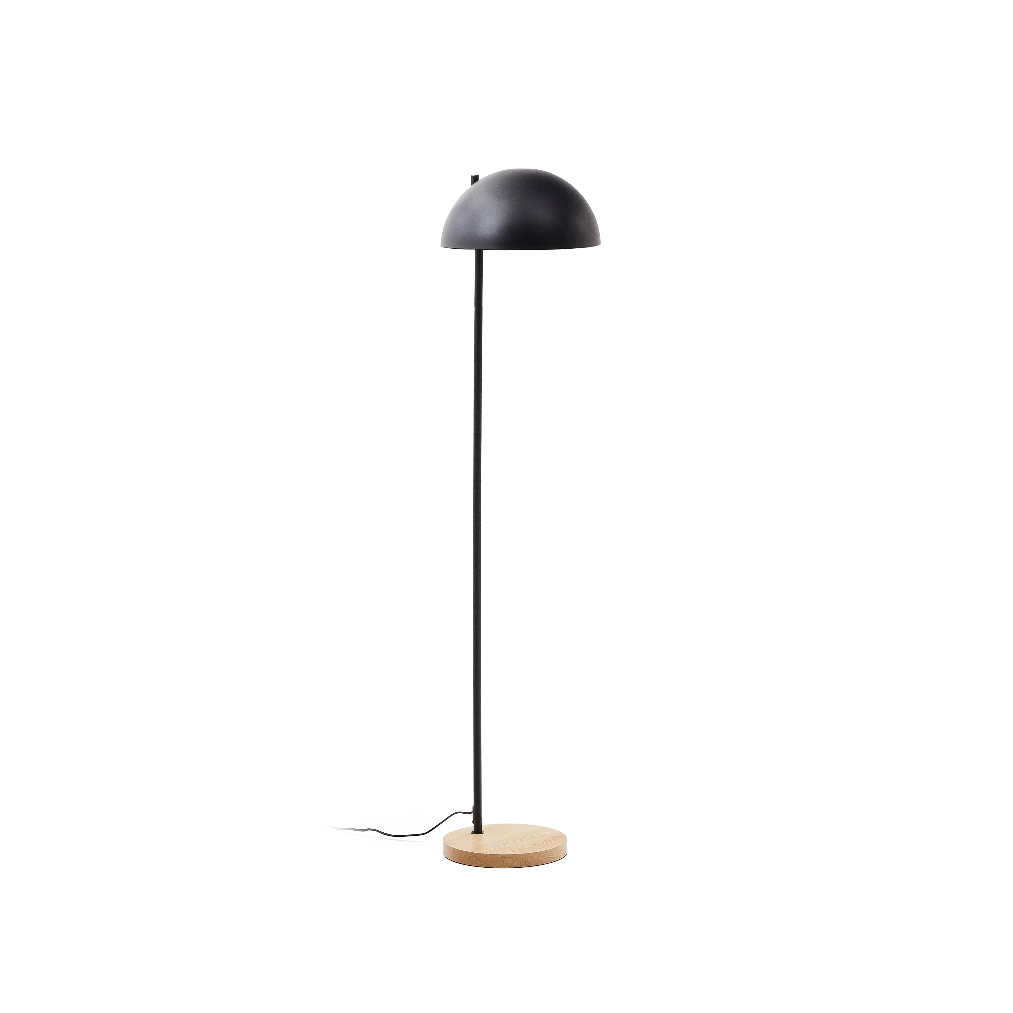 Catlar ash wood and metal floor lamp in a black painted finish - Product Image