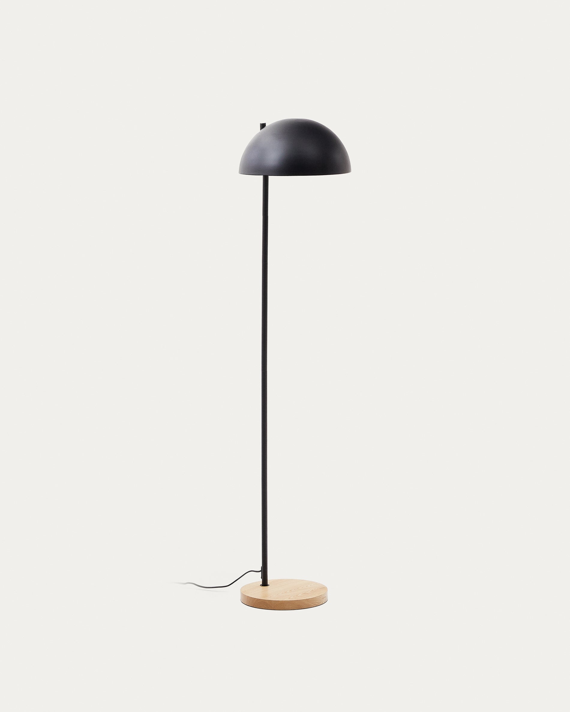 Catlar ash wood and metal floor lamp with black painted finish