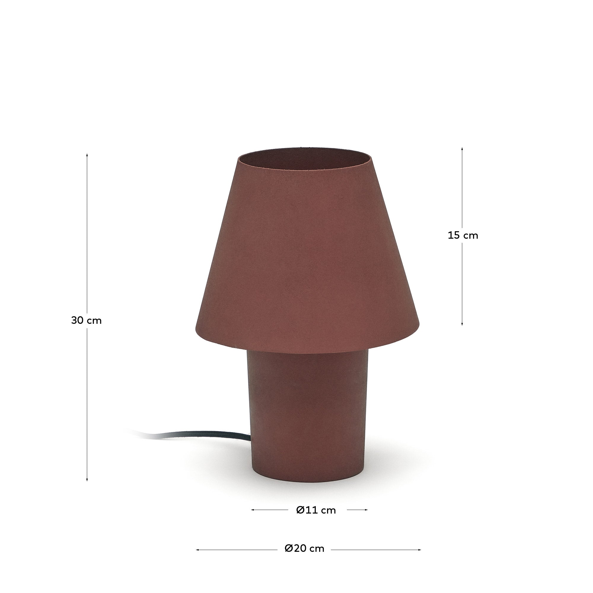 Canapost table lamp in metal with a terracotta painted finish - Measurements