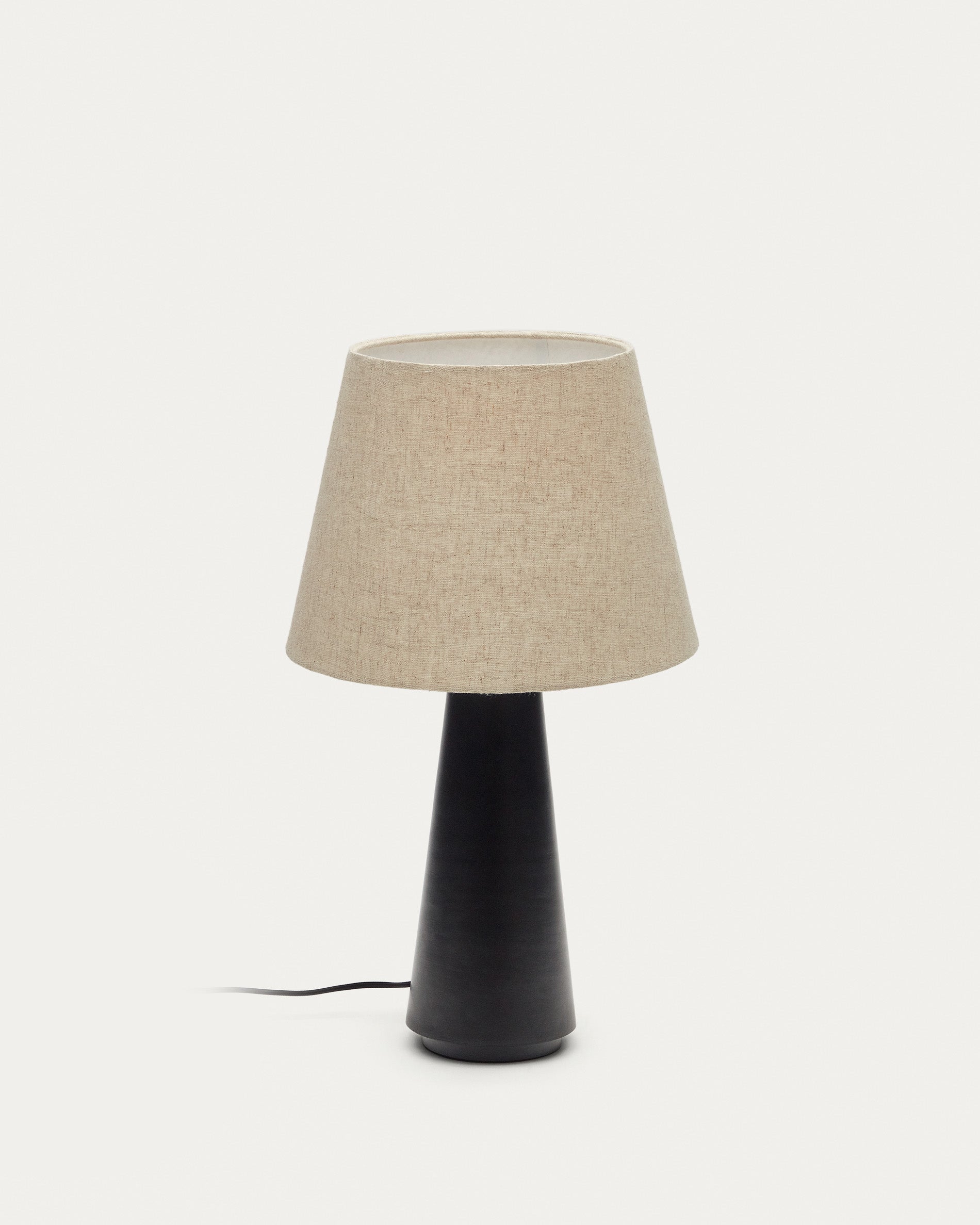 Torrent metal table lamp with black painted finish and linen shade - Product View