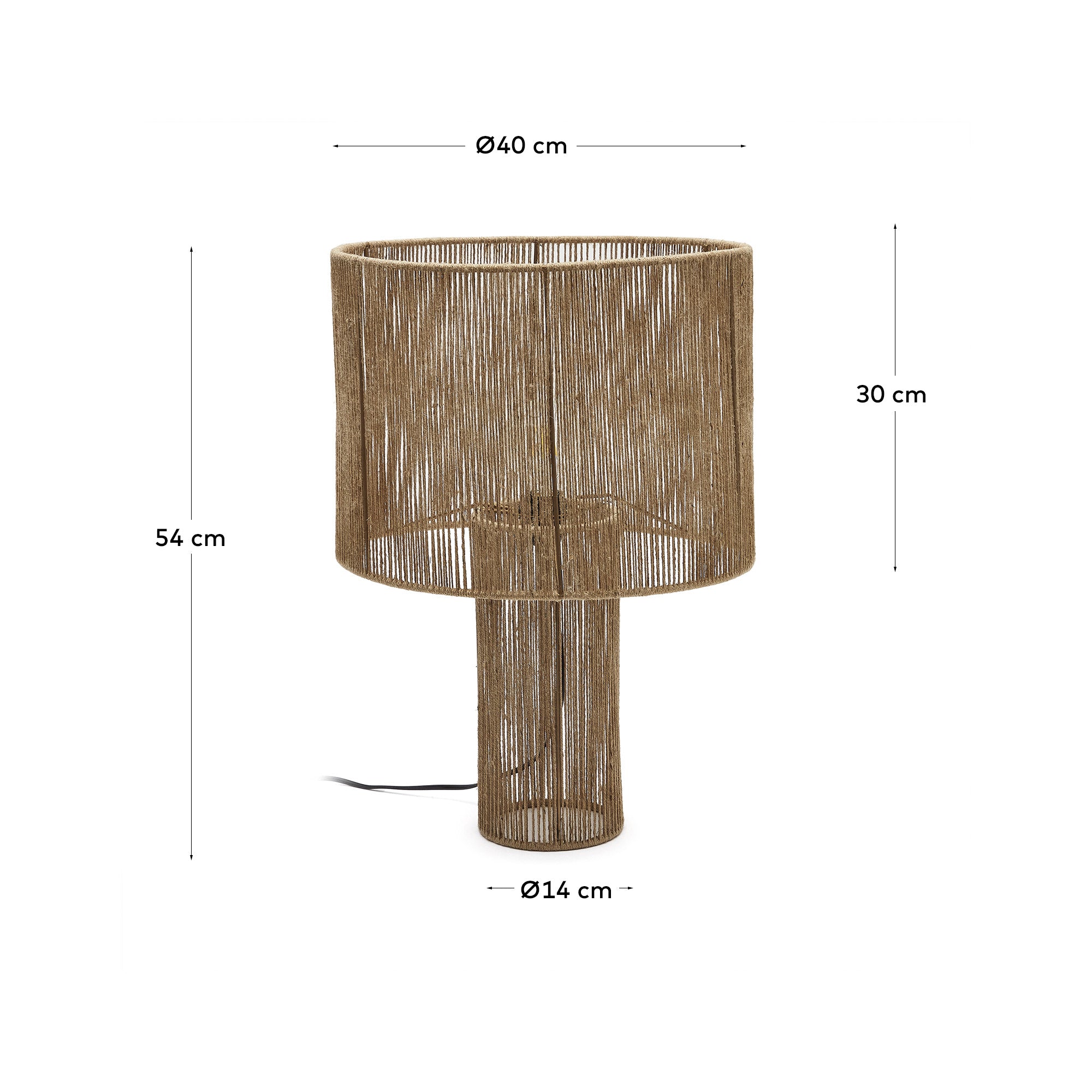 Pontos table lamp in jute with a natural finish - Measurements