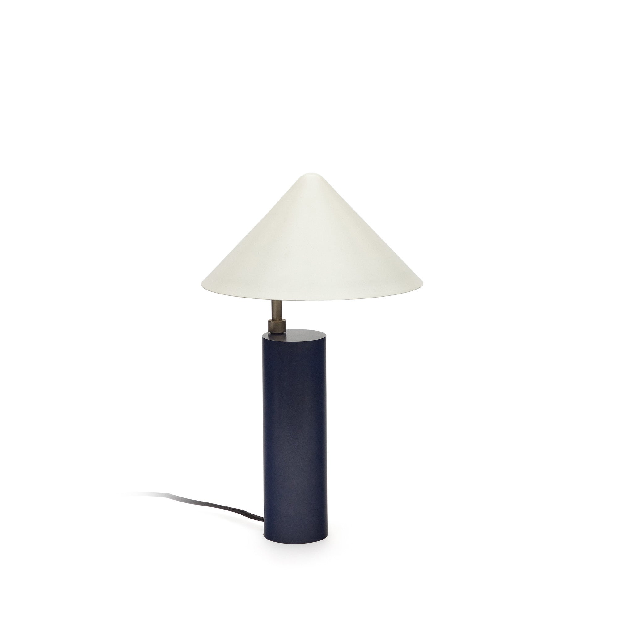 Shiva metal table lamp with blue and white painted finish - Product Image