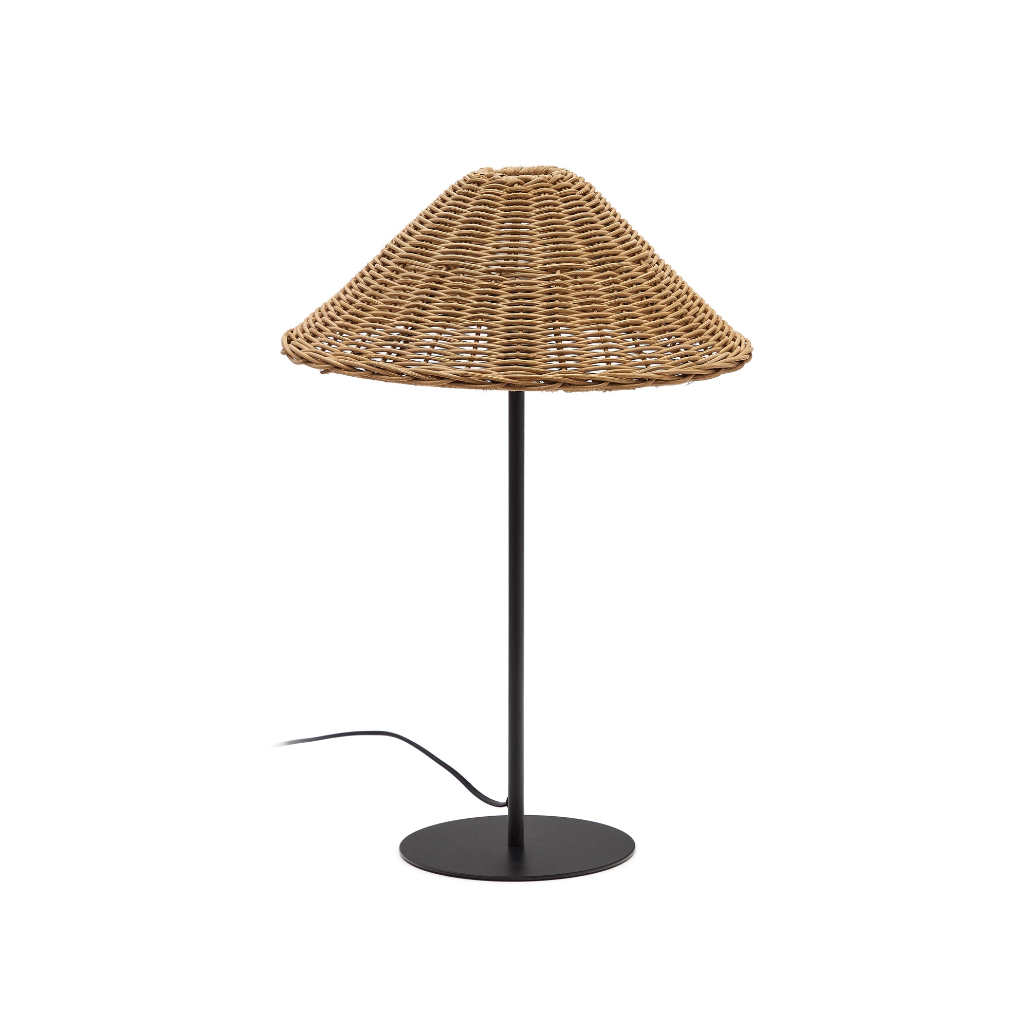 Urania table lamp in rattan and metal with black painted finished - Product Image