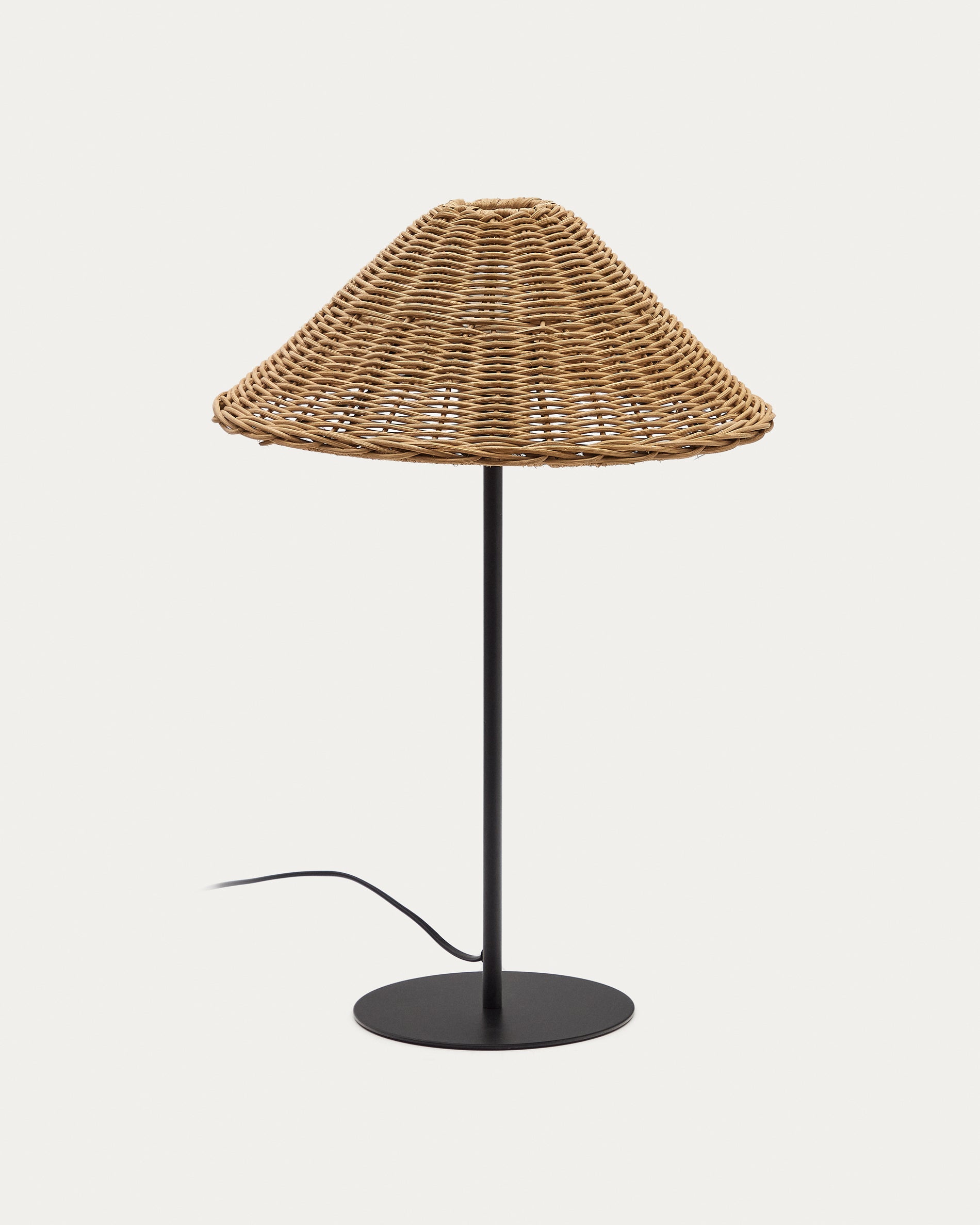 Urania table lamp in rattan and metal with black painted finished - Product View