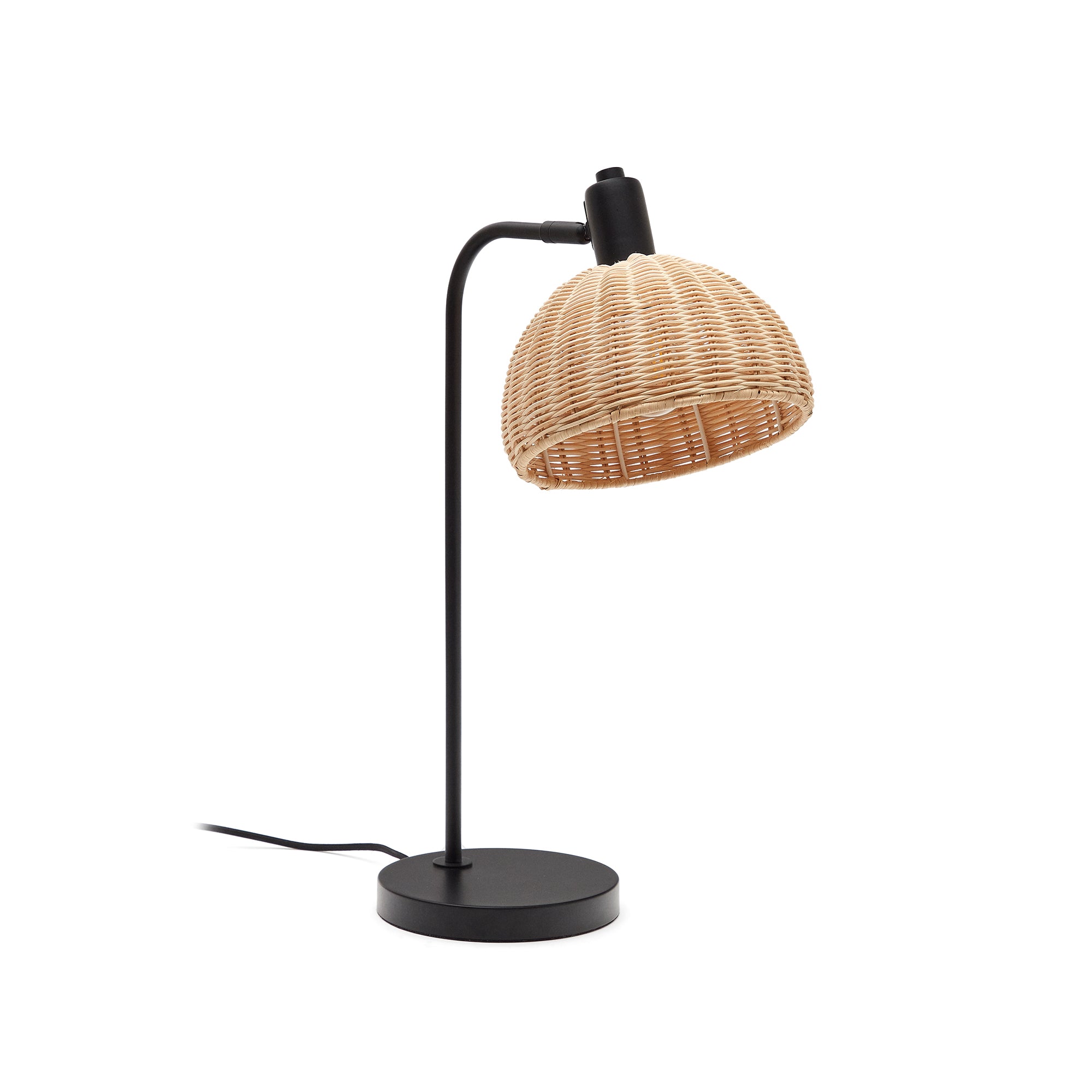 Damila table lamp in rattan and black metal - Product Image