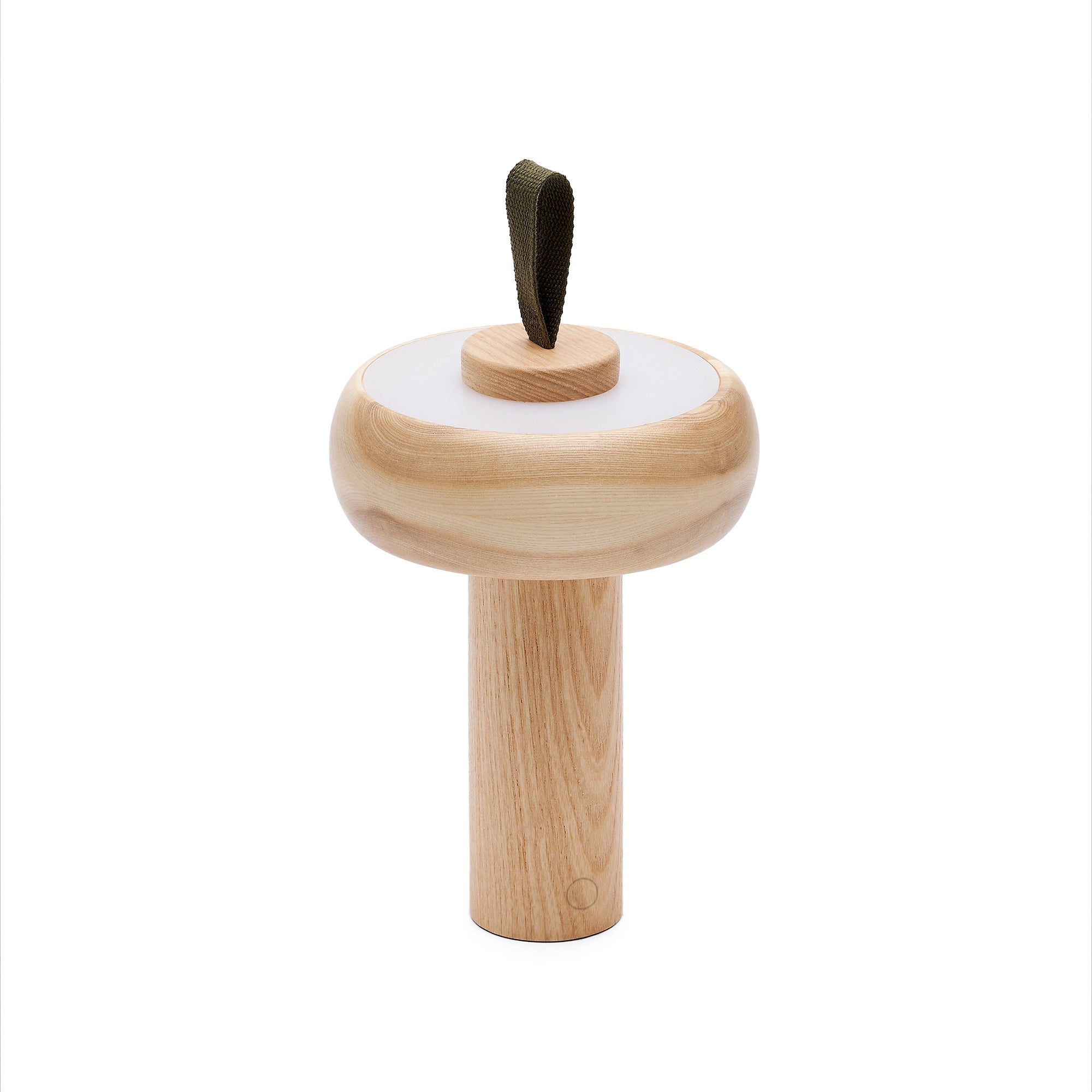 Luba solid ash portable table lamp with green cotton handle - Product Image