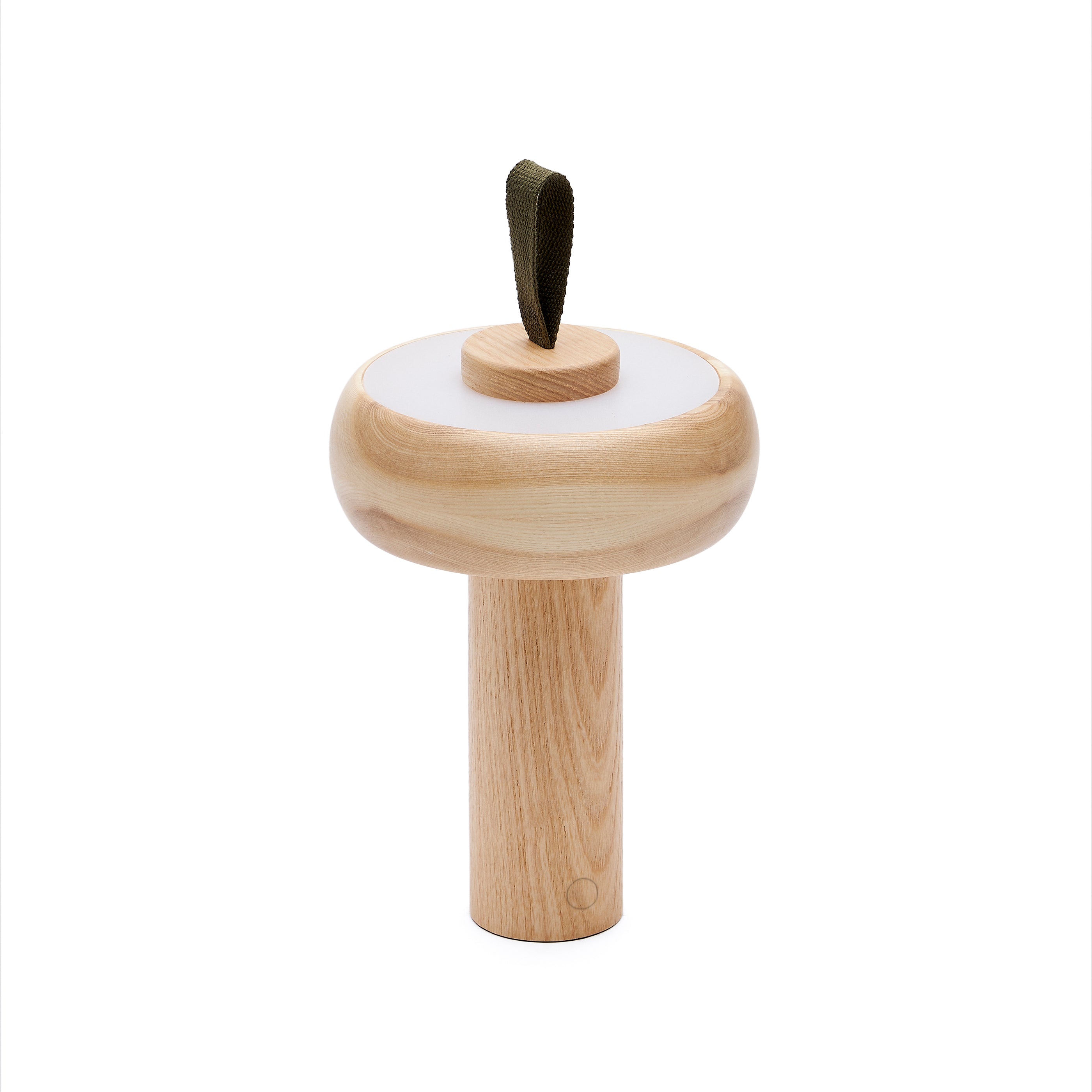 Luba solid ash portable table lamp with green cotton handle - Product Image
