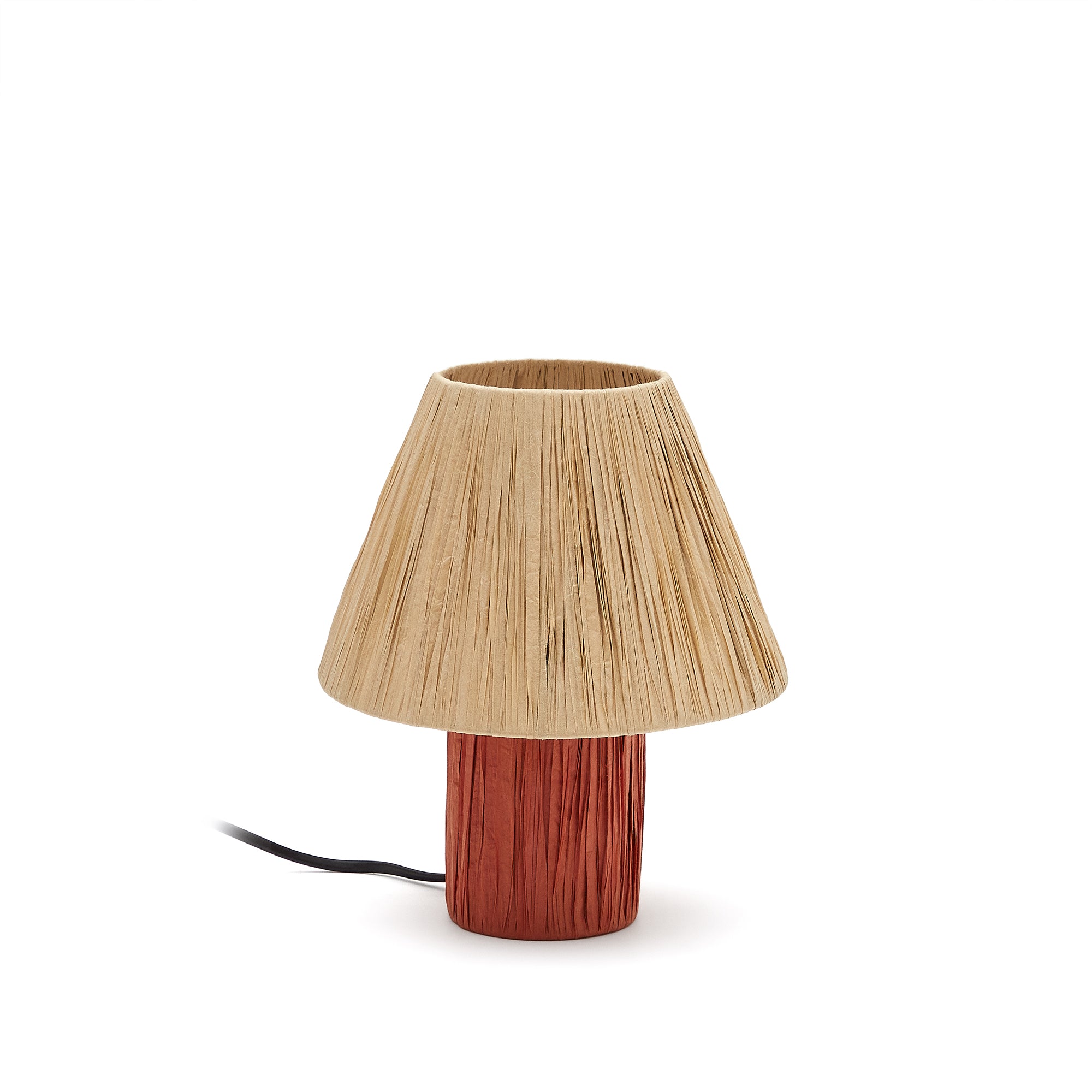 Pulmi table lamp in natural and terracotta raffia - Product Image