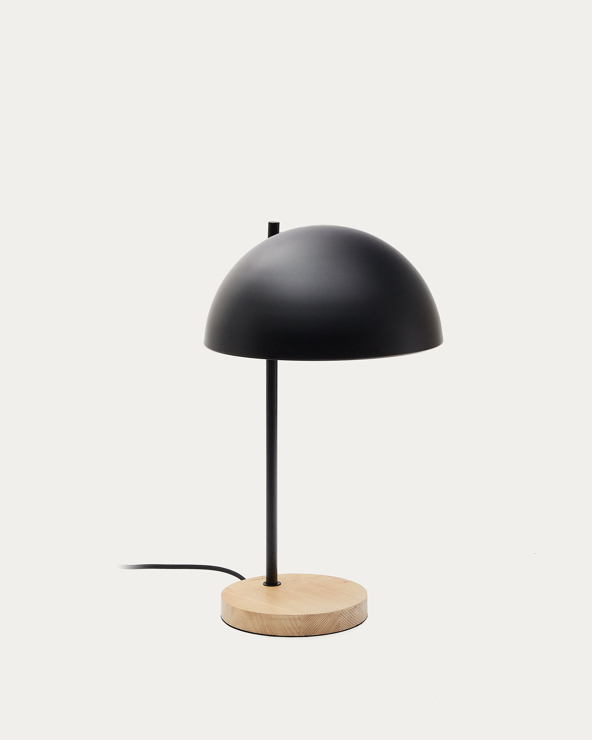 Catlar ash wood and metal table lamp in a black painted finish - Product View