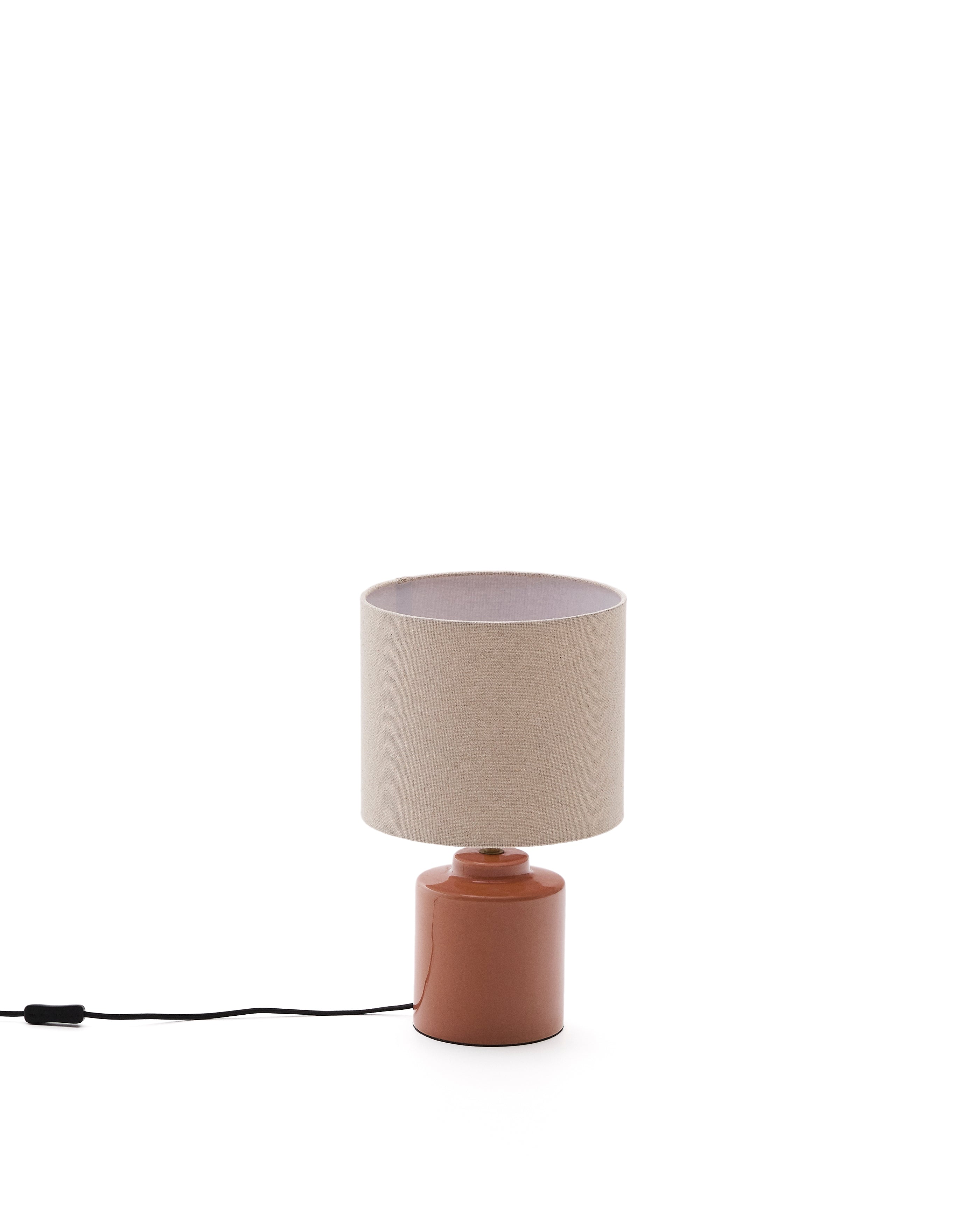 Daeli ceramic table lamp with orange finish and beige cotton - Product Image