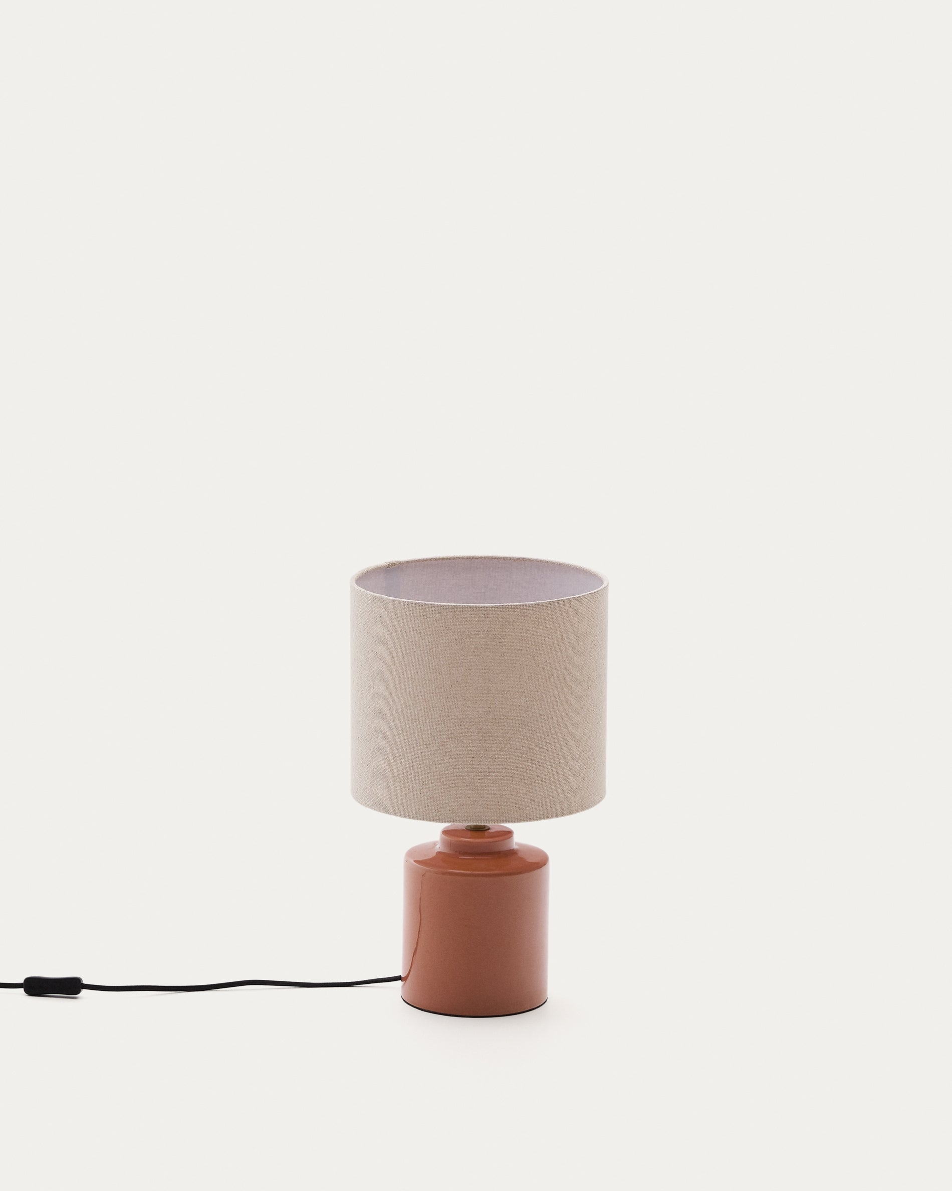 Daeli ceramic table lamp with orange finish and beige cotton - Product View